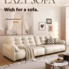 Modern Minimalist Elephant Ear Top-Grain Leather Sofa