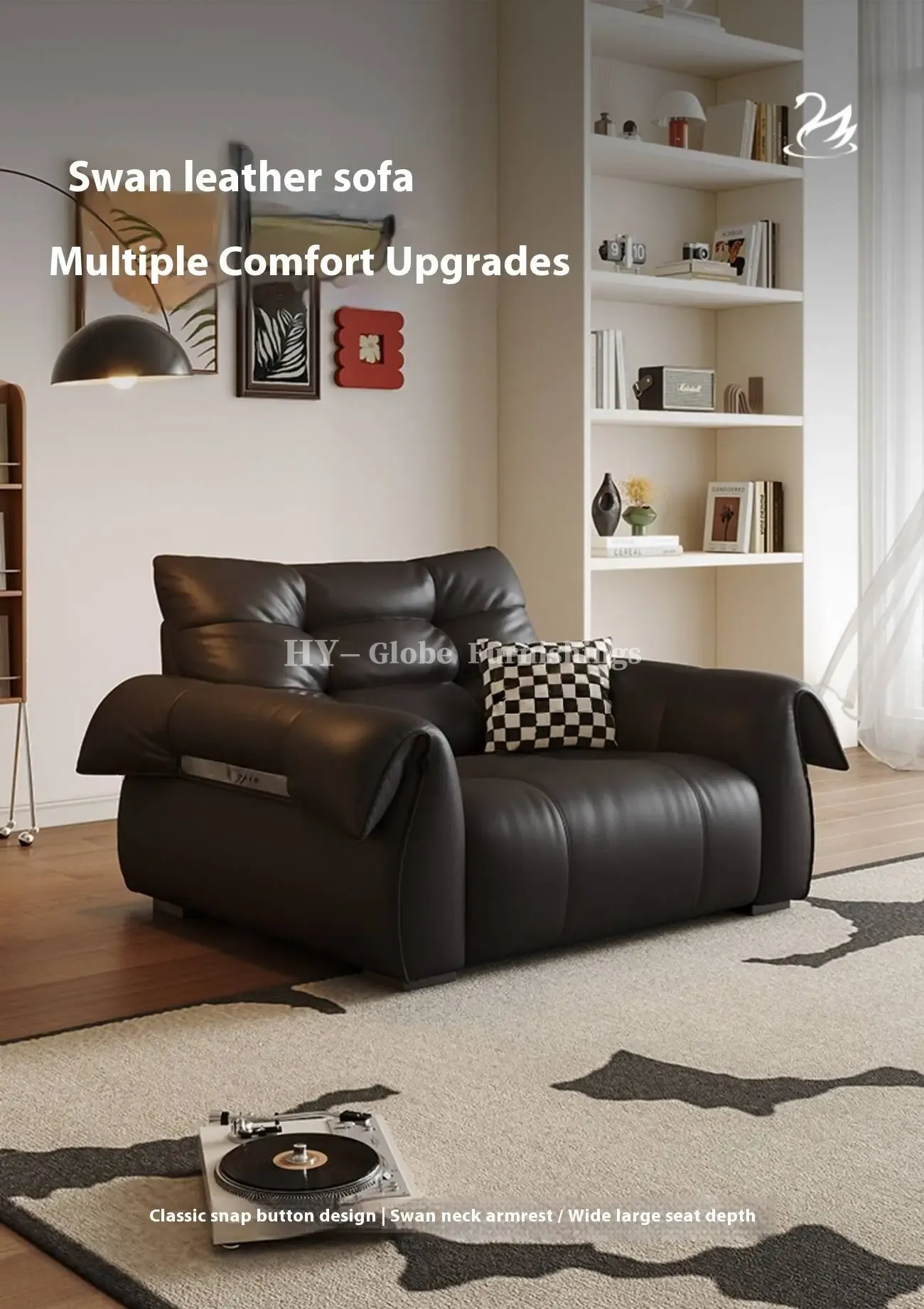Globe Furnishings - Small-sized genuine leather sofa chair