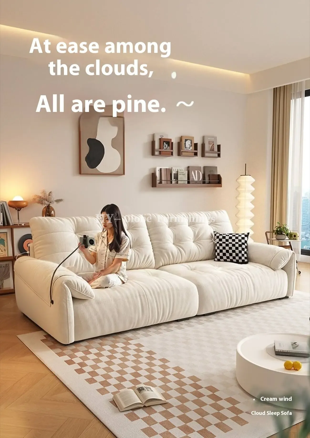 Globe Furnishings - Piano-Key Multi-Functional Lazy Fabric Sofa