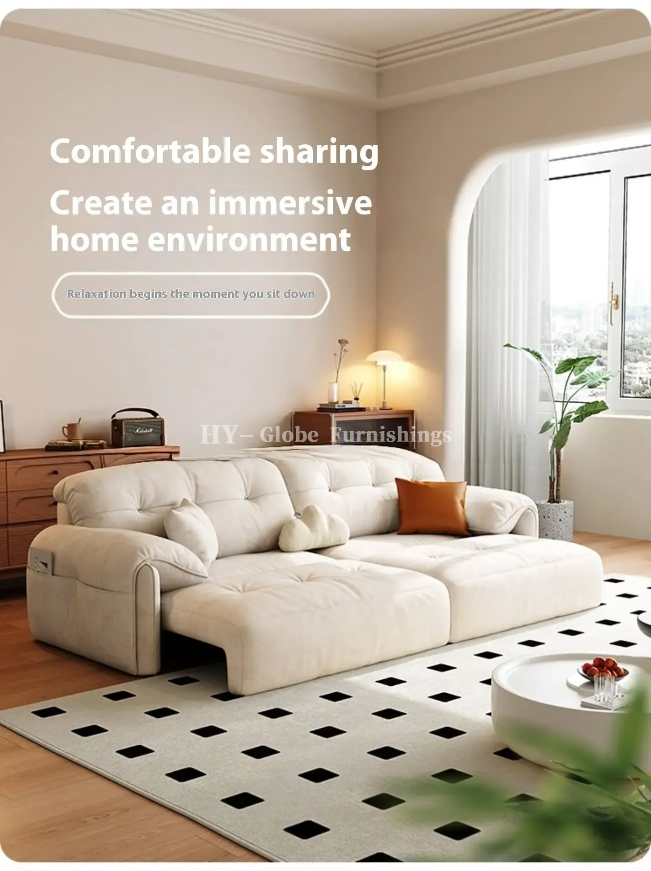 Globe Furnishings - Modern Minimalist Extendable Electric Sofa