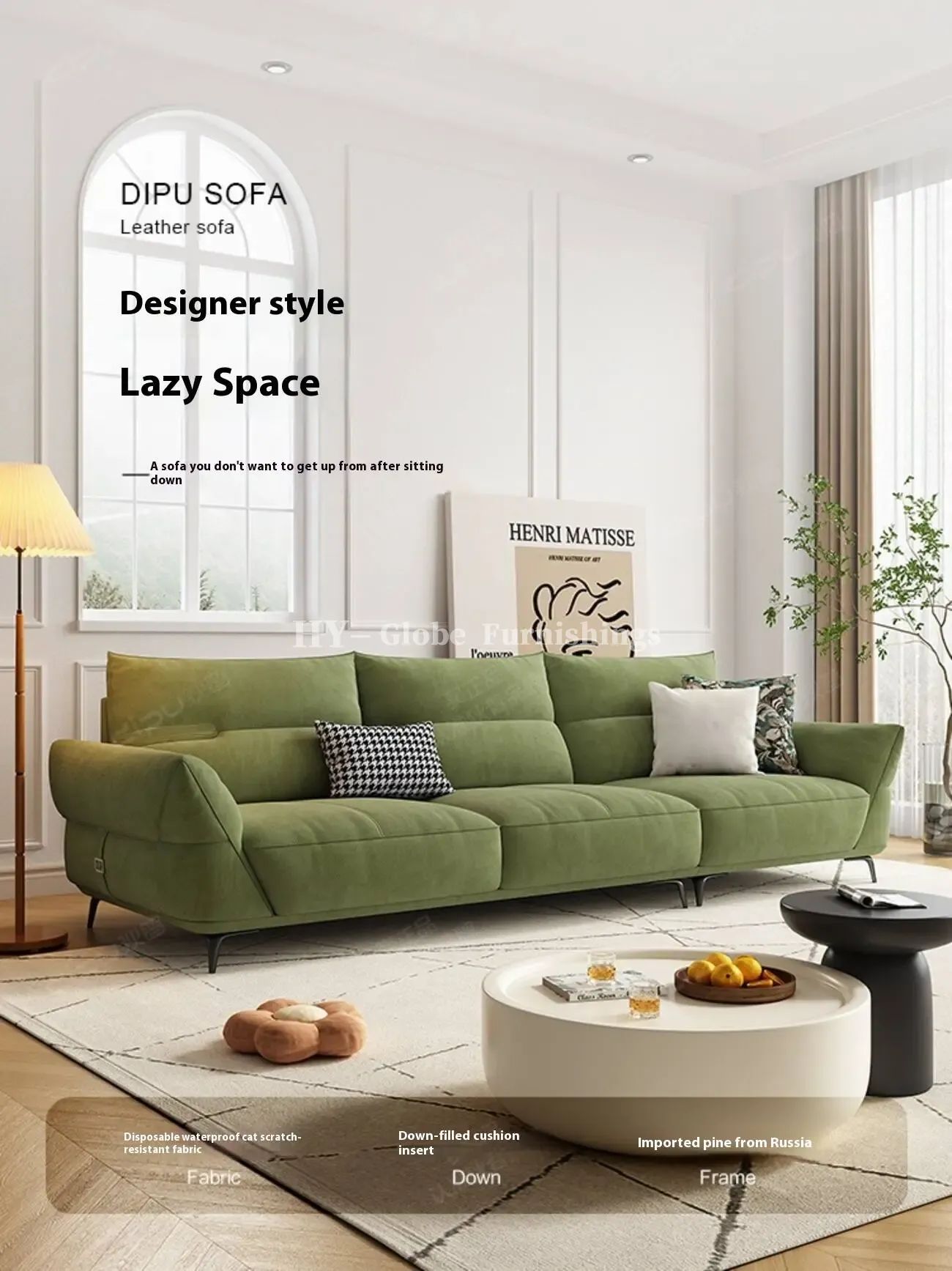 Globe Furnishings - Cream-Style Tech Fabric Sofa