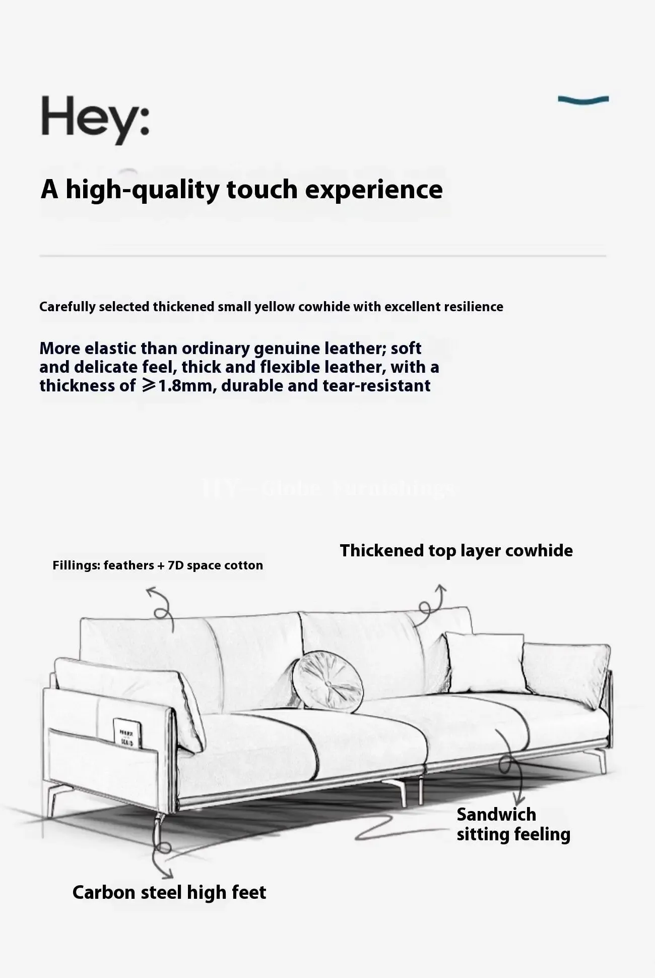 Globe Furnishings - Italian full-grain leather upholstered sofa