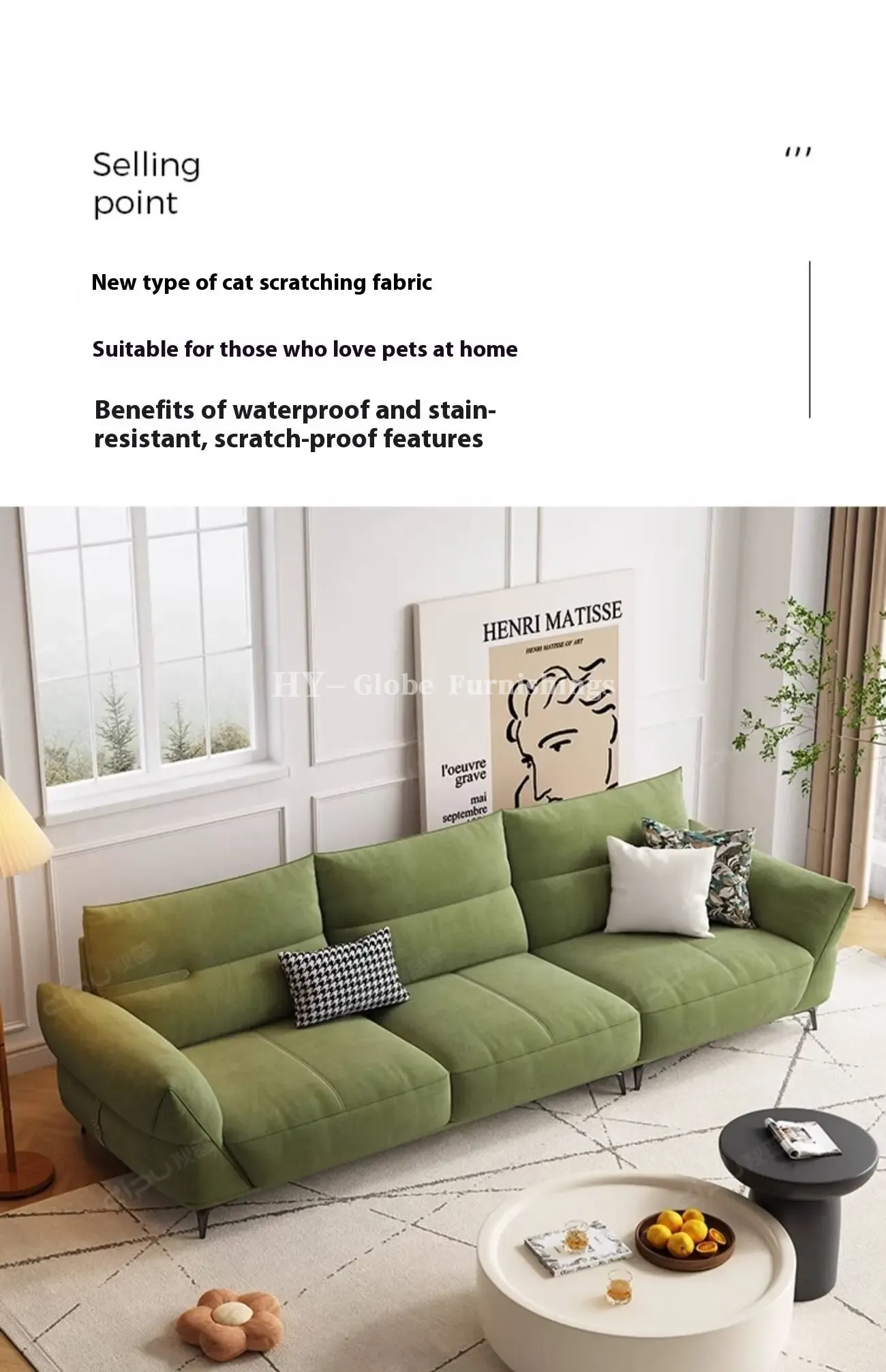 Globe Furnishings - Cream-Style Tech Fabric Sofa