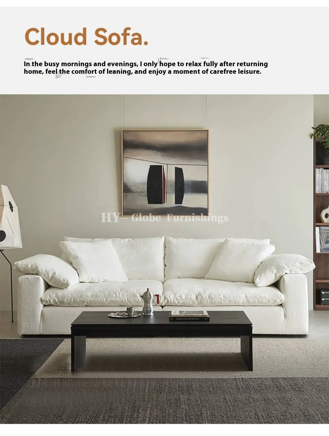 Globe Furnishings - Cloud French Cream-Style Compression Sofa