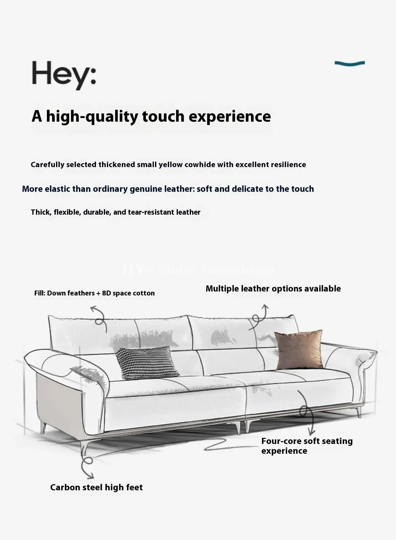 Globe Furnishings - Luxurious Harbour Italian Leather Sofa