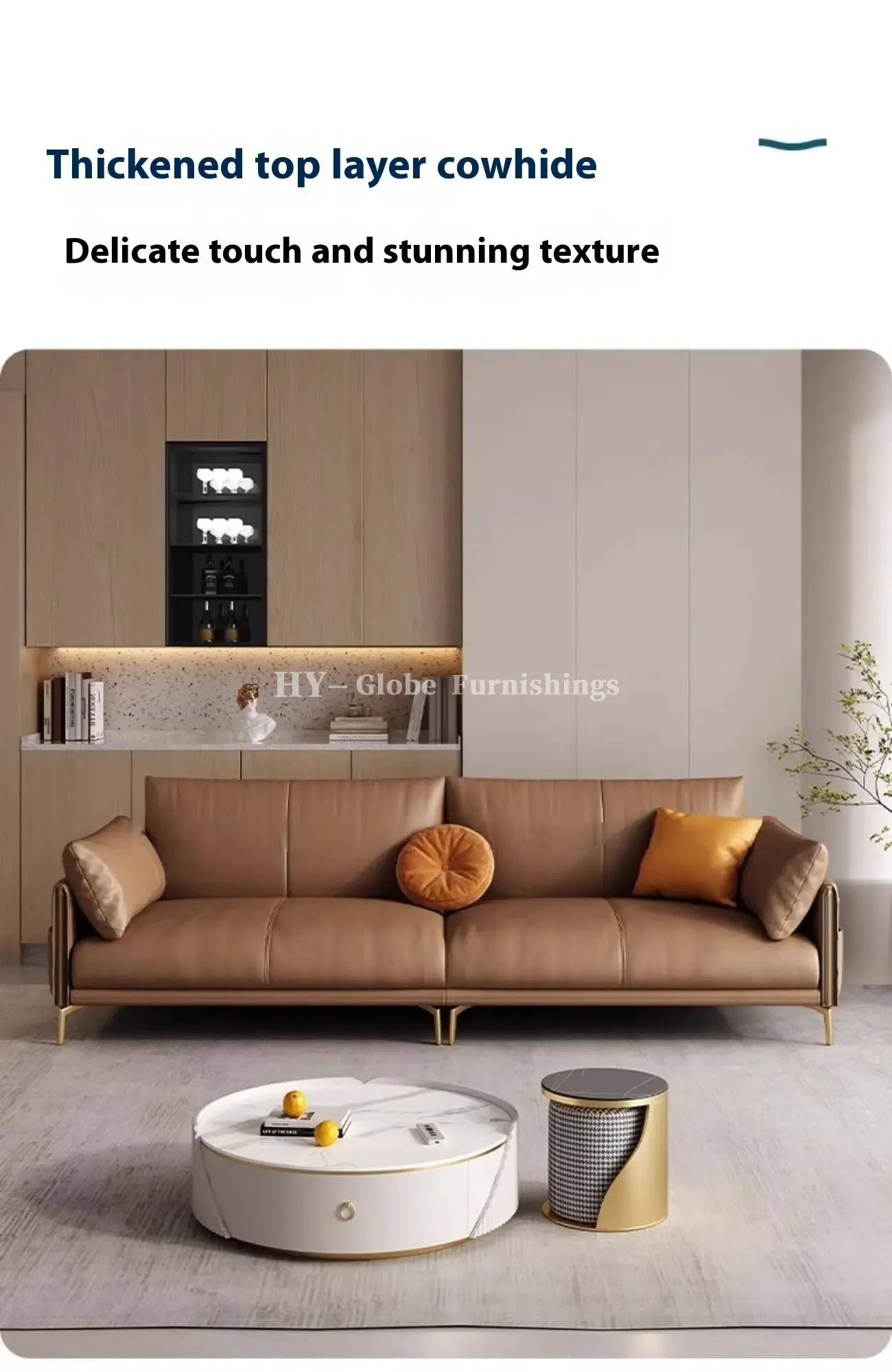 Globe Furnishings - Italian full-grain leather upholstered sofa