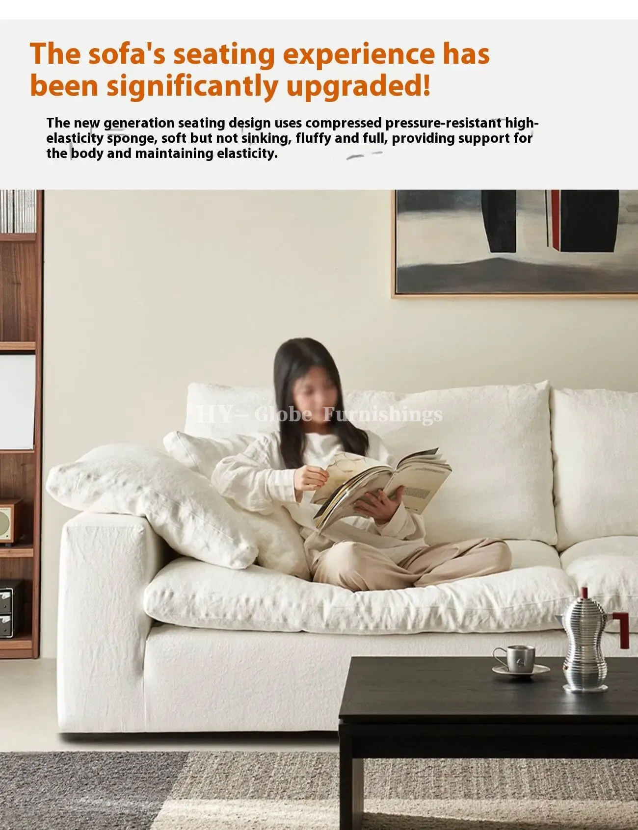 Globe Furnishings - Cloud French Cream-Style Compression Sofa