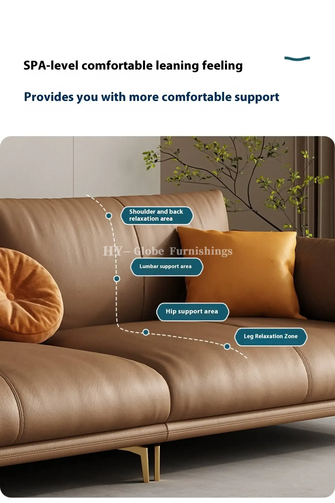 Globe Furnishings - Italian full-grain leather upholstered sofa