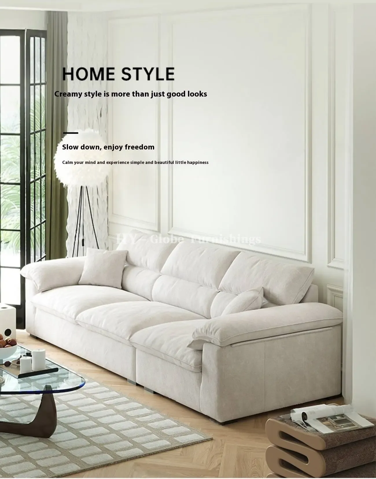 Globe Furnishings - Removable and Washable Linen Fabric Sofa