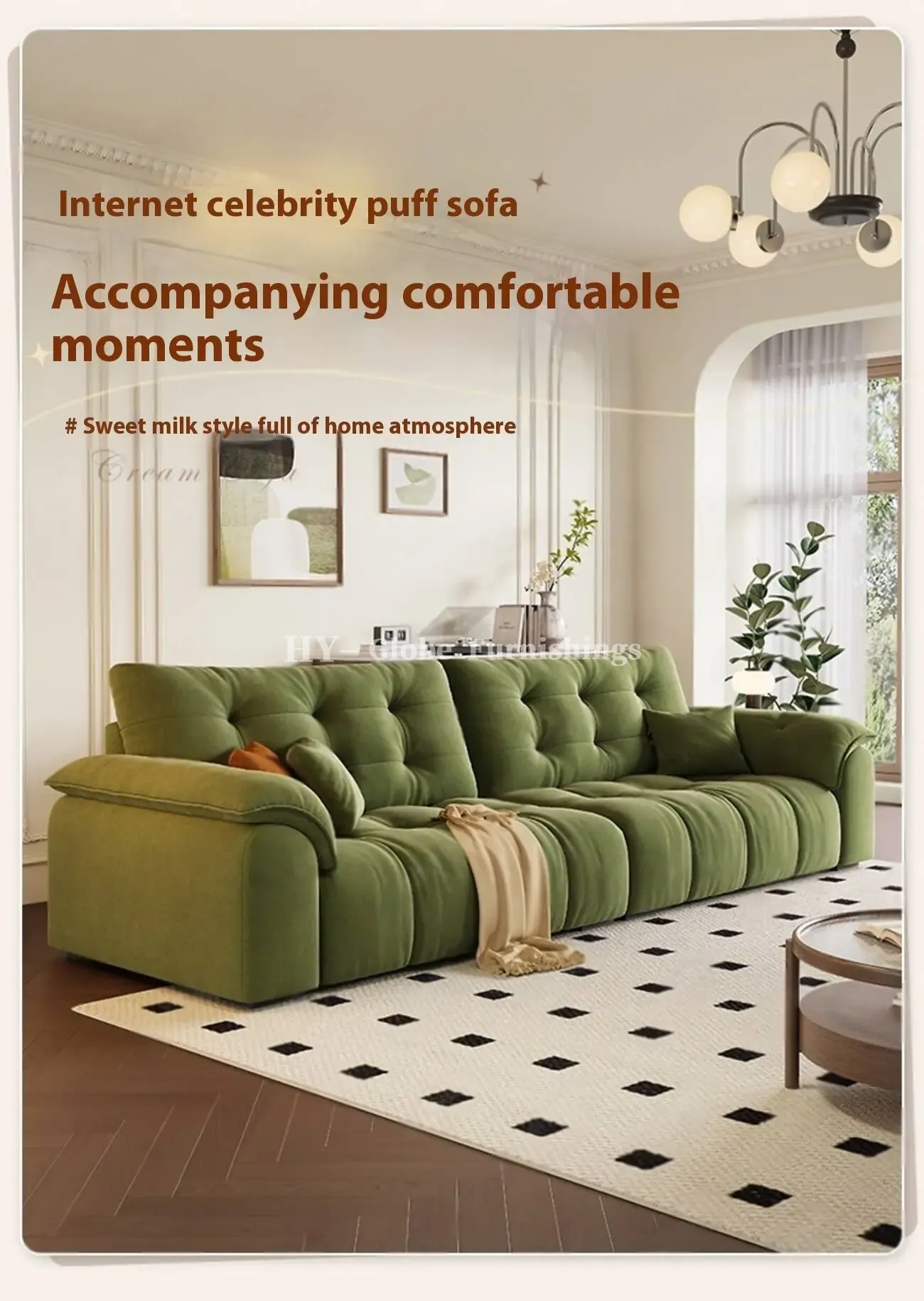 Globe Furnishings - French Vintage Cloud Fabric Sofa