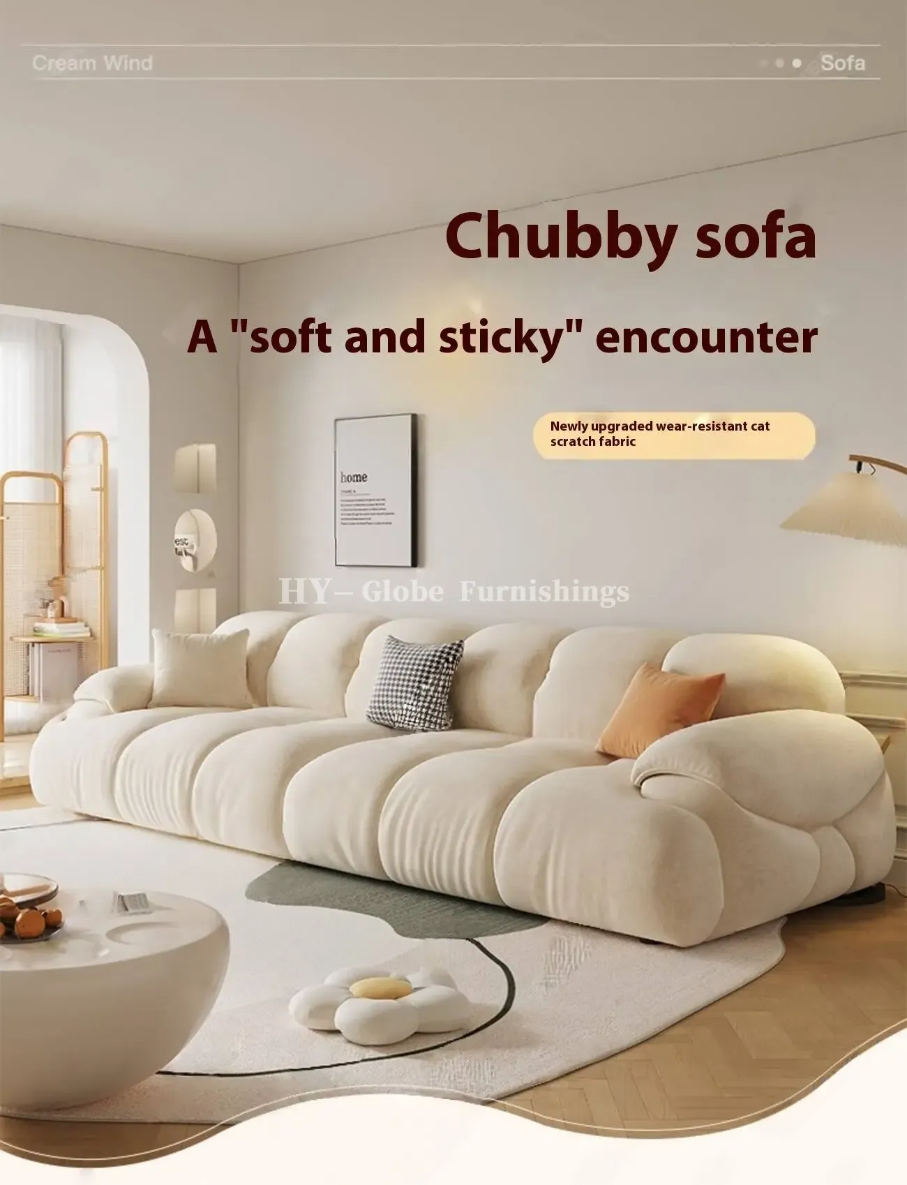 Globe Furnishings - Retro Compact Straight Cotton Candy Sofa