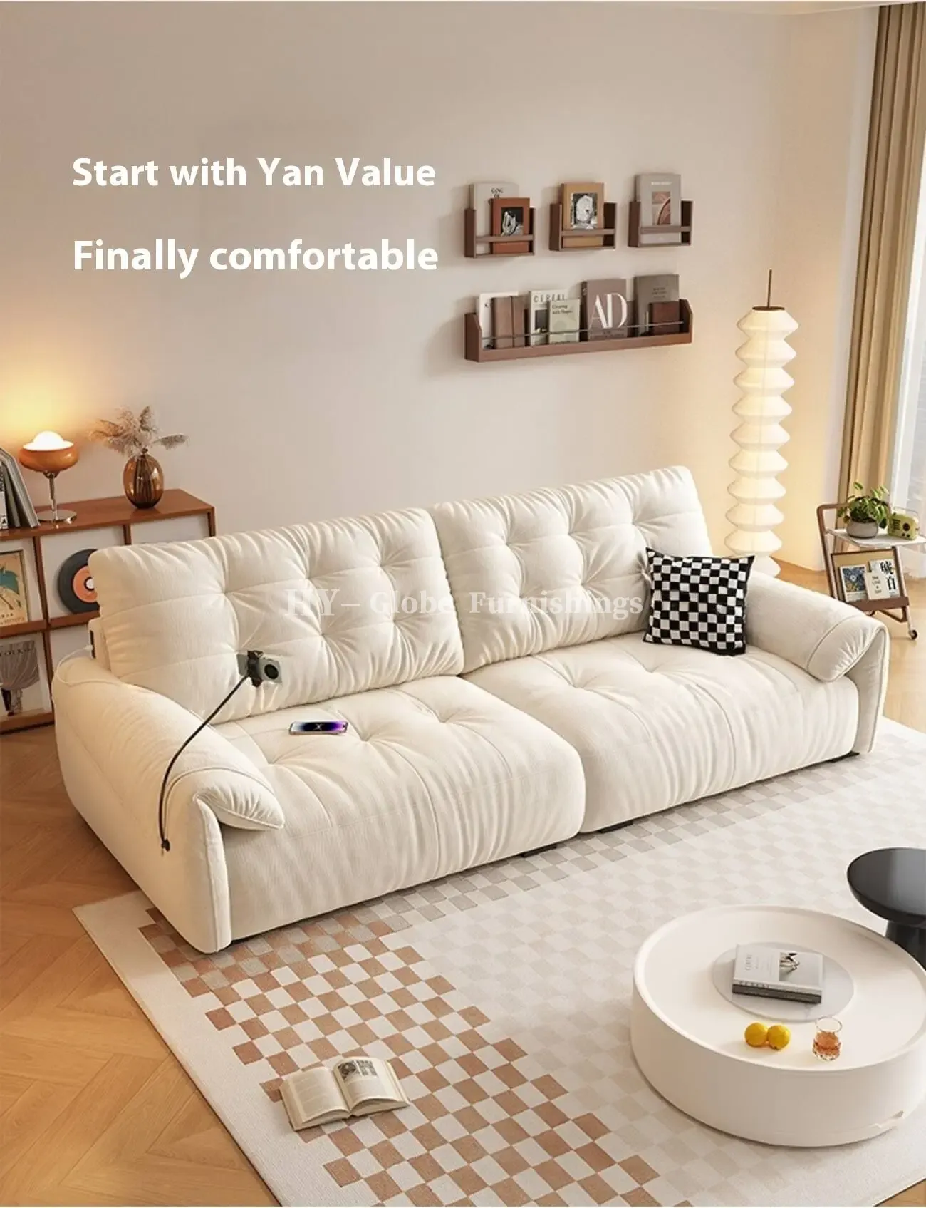 Globe Furnishings - Piano-Key Multi-Functional Lazy Fabric Sofa