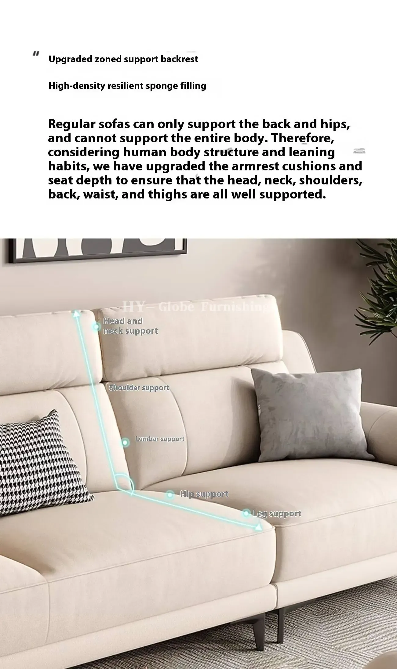 Globe Furnishings - Minimalist Tech-Infused Upholstered Sofa