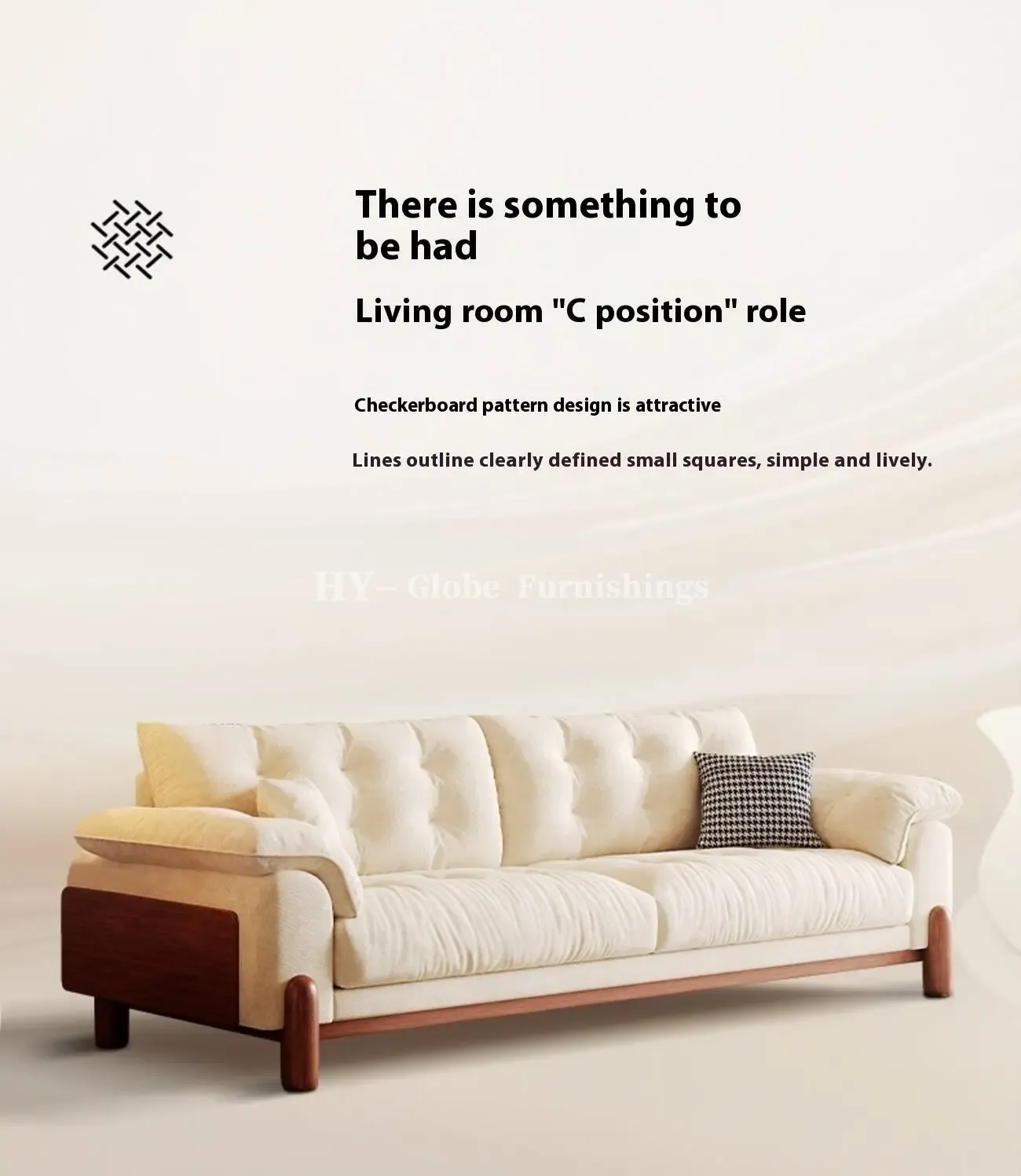 Globe Furnishings - Nordic Solid Wood Snow Neil Sofa