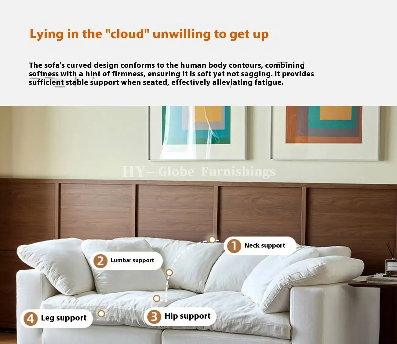 Globe Furnishings - Cloud French Cream-Style Compression Sofa