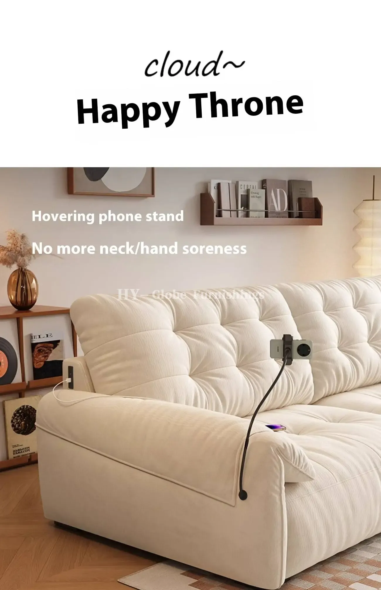 Globe Furnishings - Piano-Key Multi-Functional Lazy Fabric Sofa