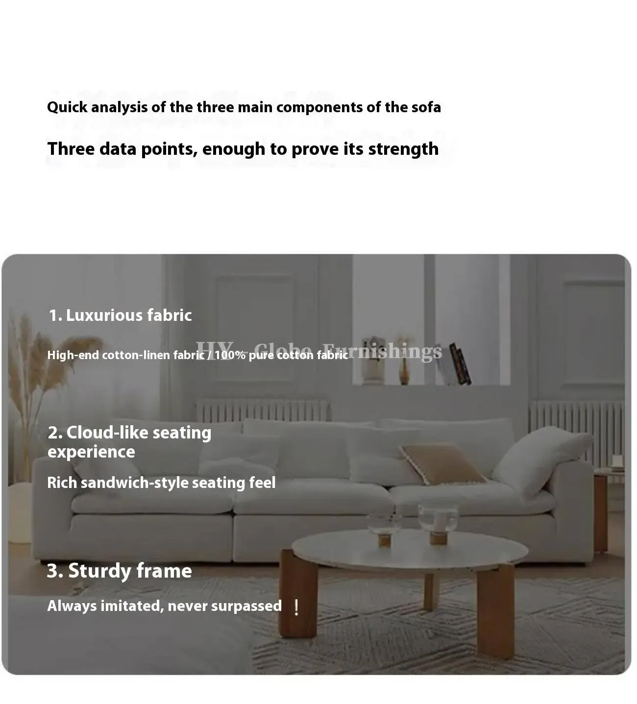 Globe Furnishings - Cloud French Cream-Style Compression Sofa