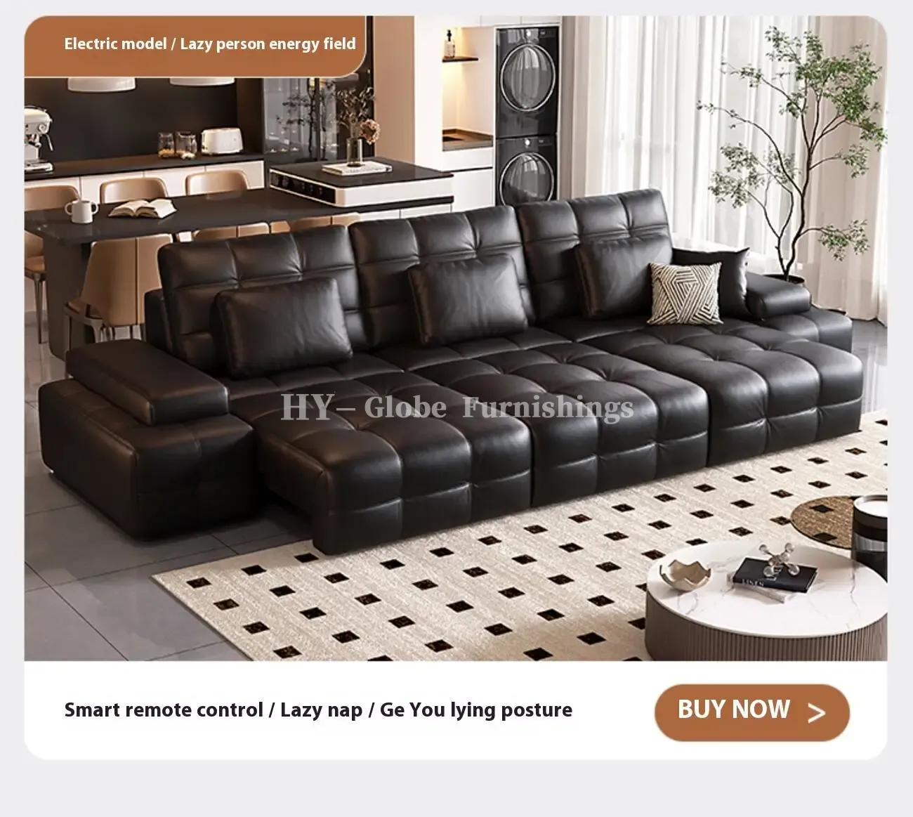 Globe Furnishings - Laurence Electric Multifunctional Leather Sofa
