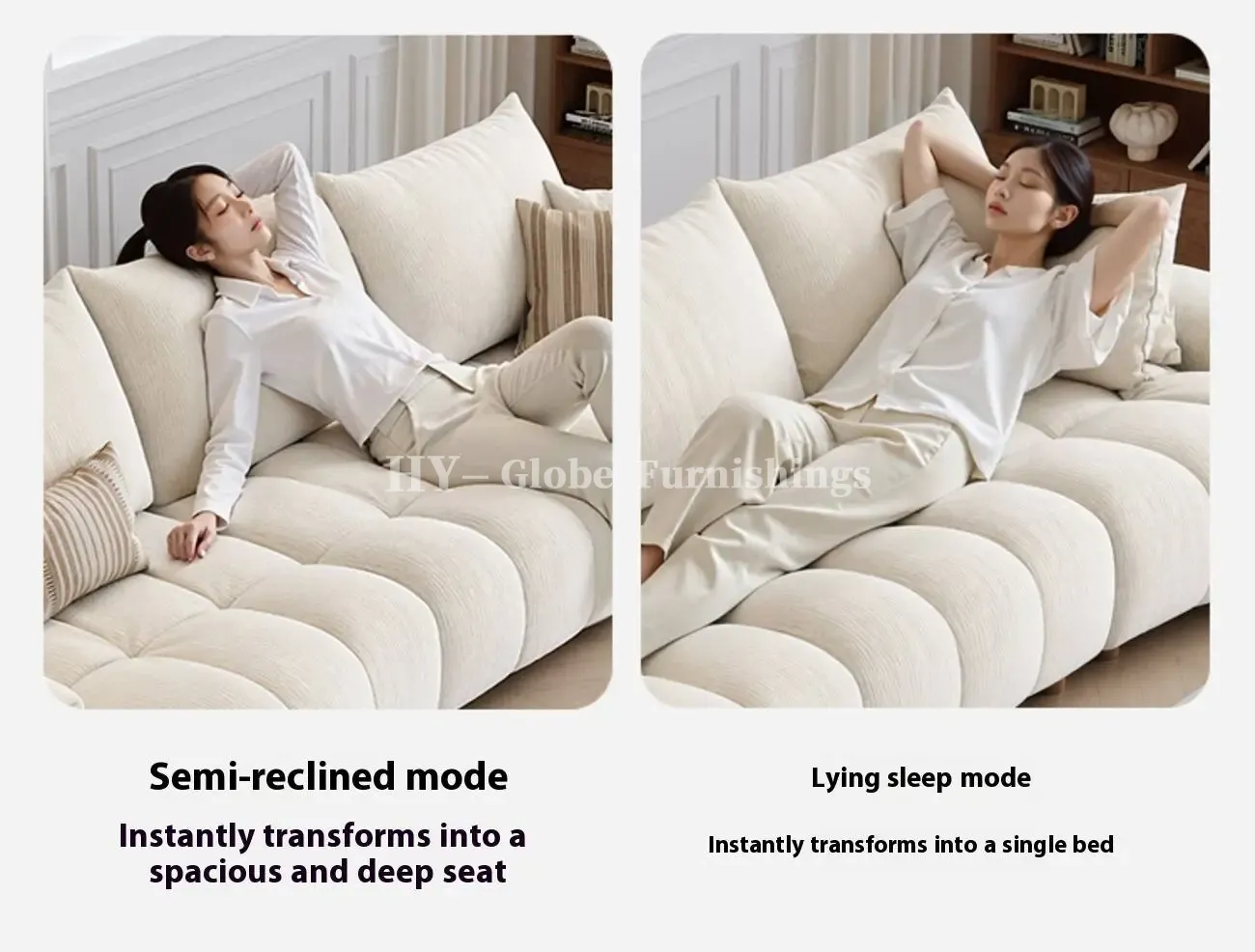 Globe Furnishings - New Adjustable Deep-Seat Linear Fabric Sofa