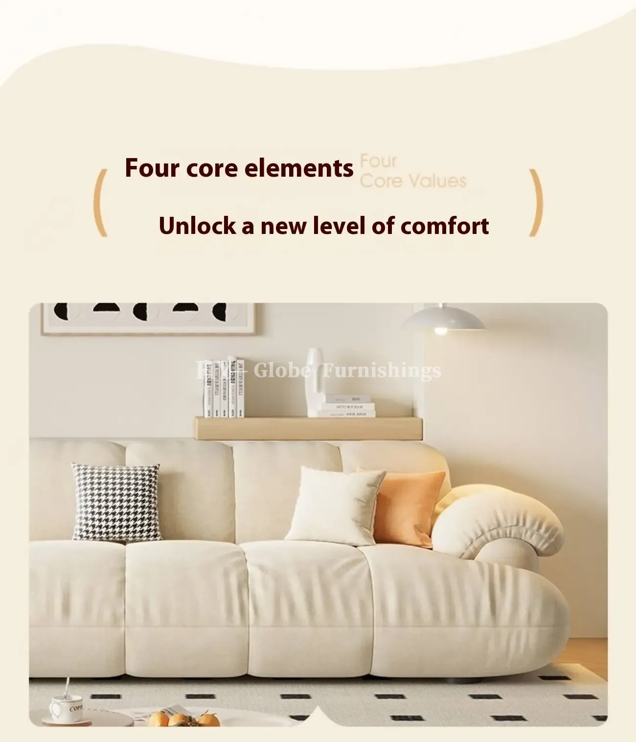 Globe Furnishings - Cloud Puff Modern Minimalist Straight Sofa
