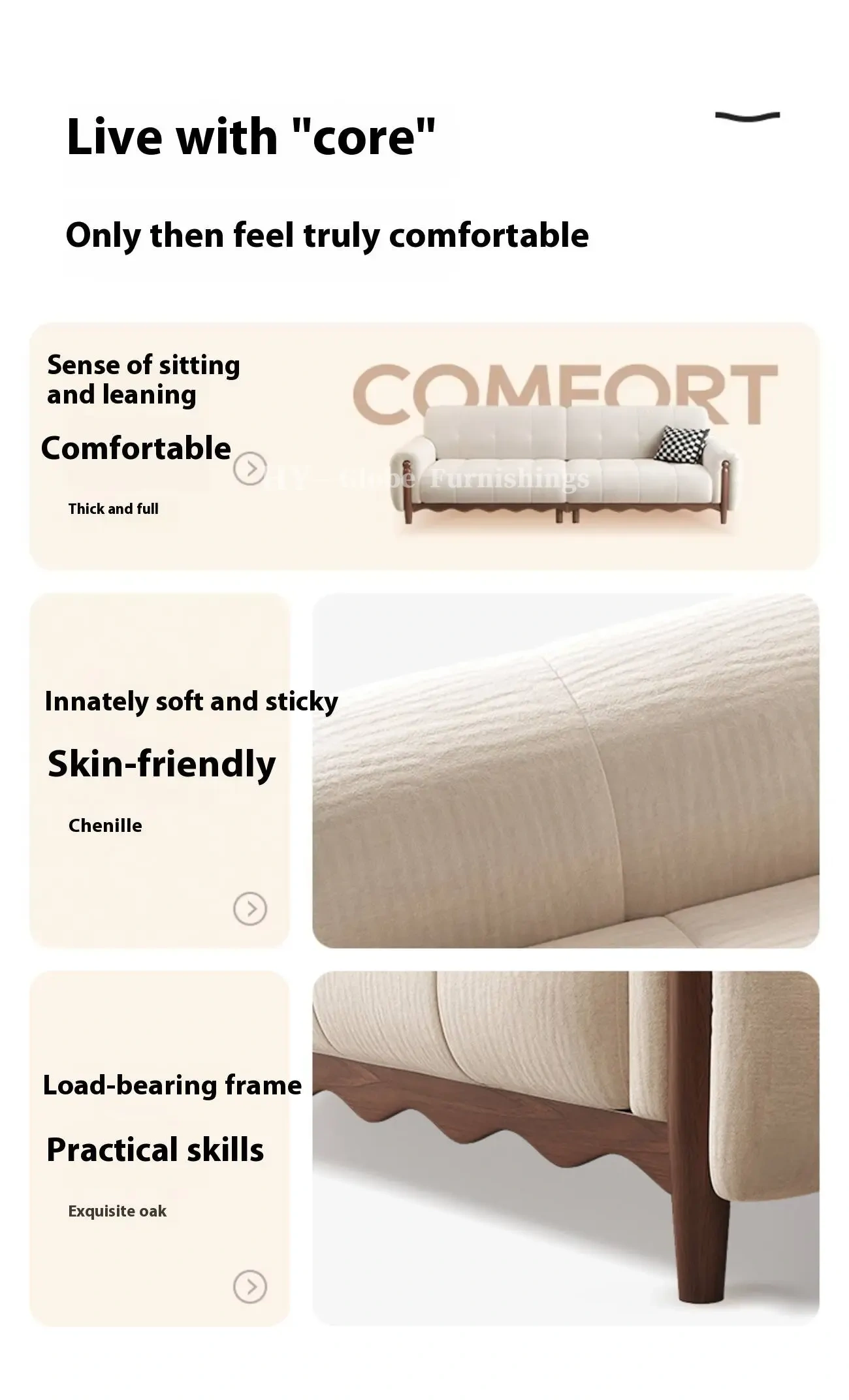Globe Furnishings - New Solid Wood Chenille French Sofa