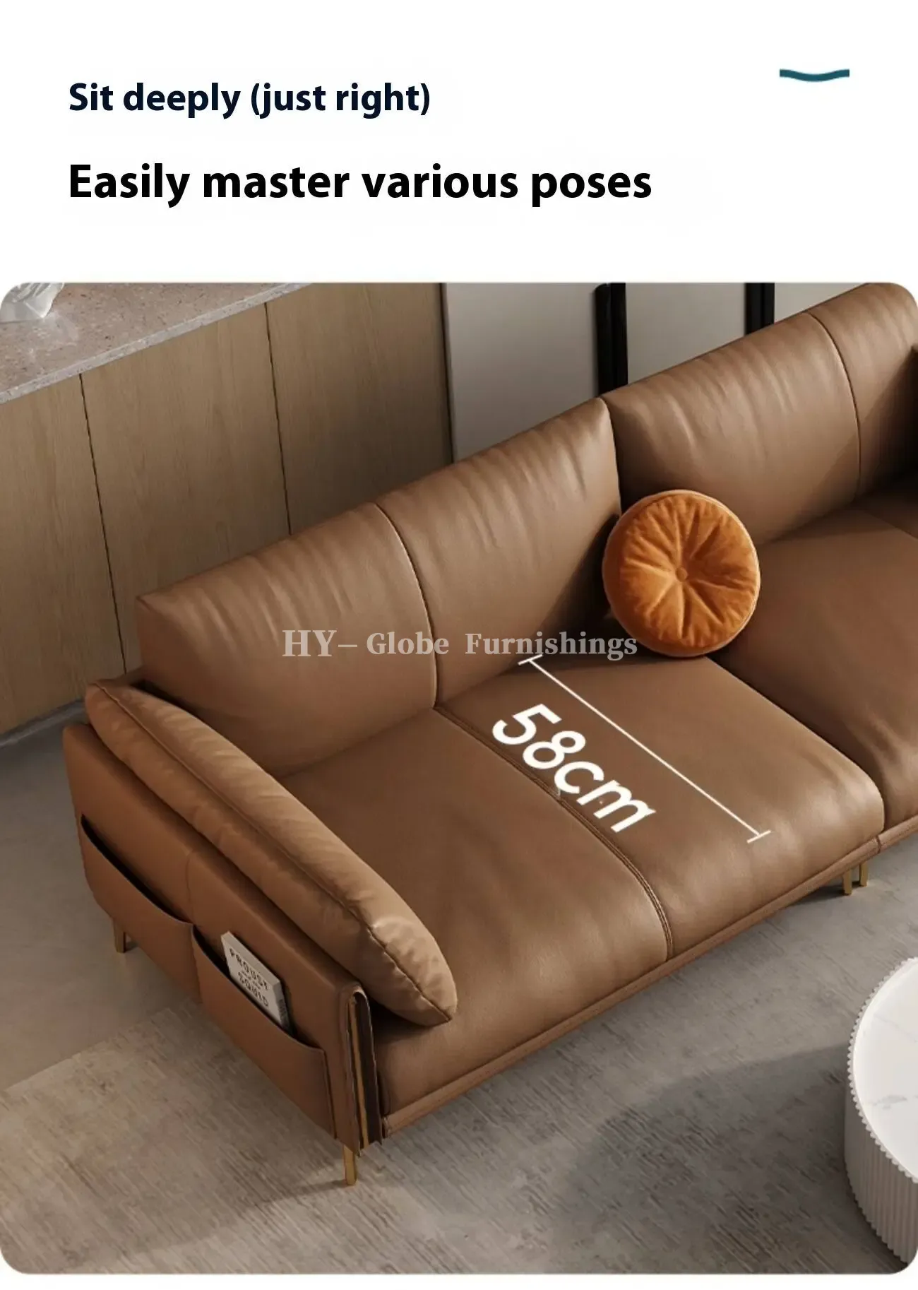 Globe Furnishings - Italian full-grain leather upholstered sofa
