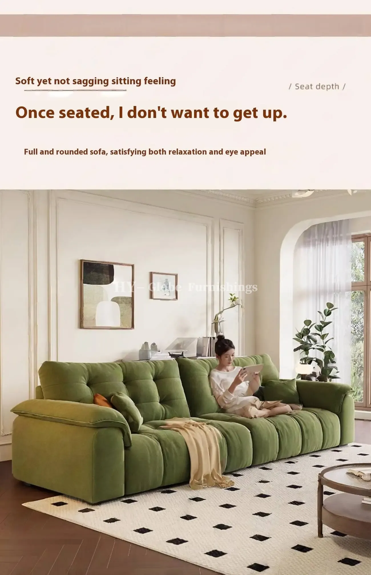 Globe Furnishings - French Vintage Cloud Fabric Sofa