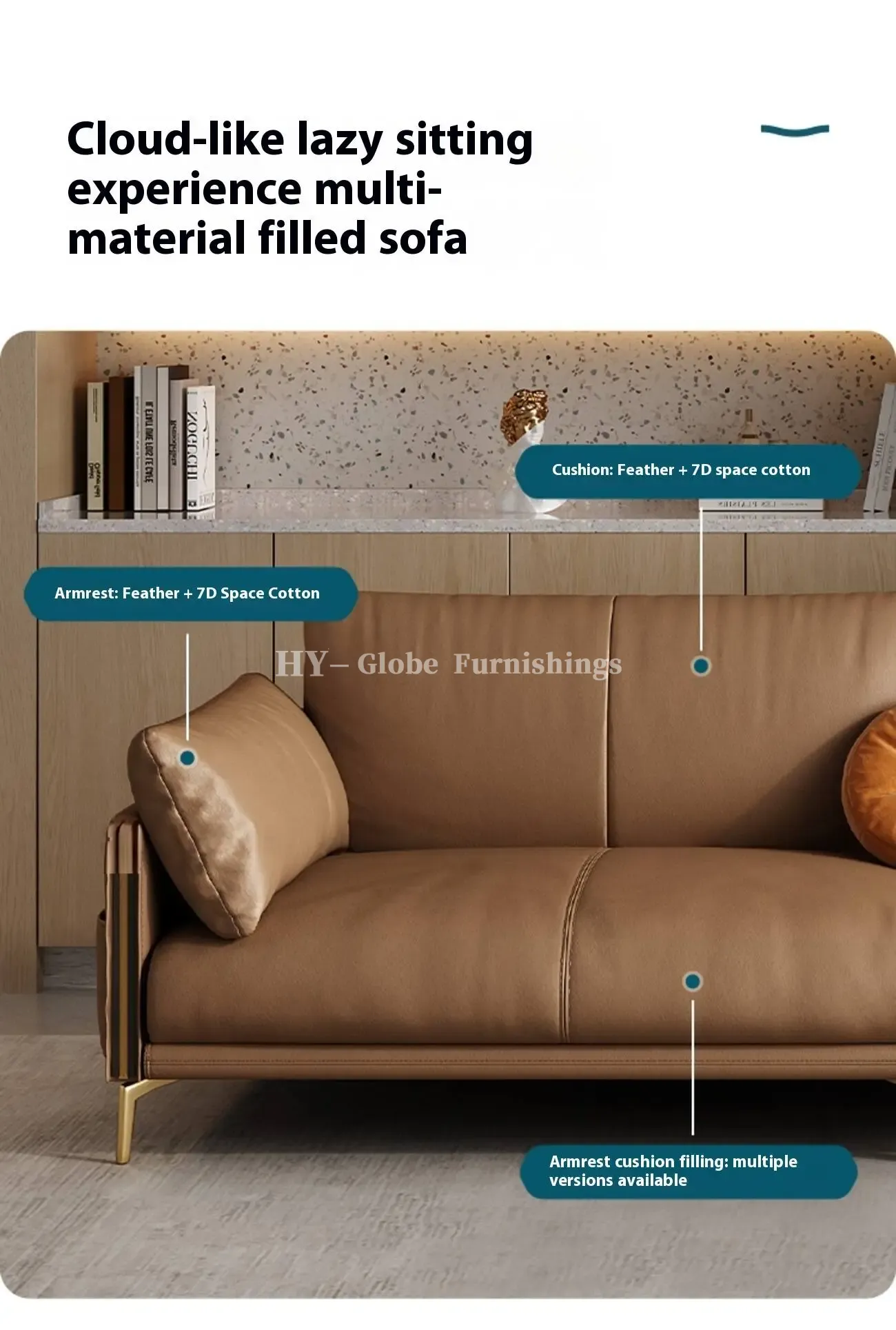 Globe Furnishings - Italian full-grain leather upholstered sofa