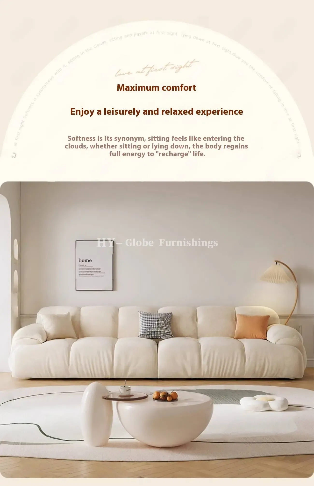 Globe Furnishings - Retro Compact Straight Cotton Candy Sofa