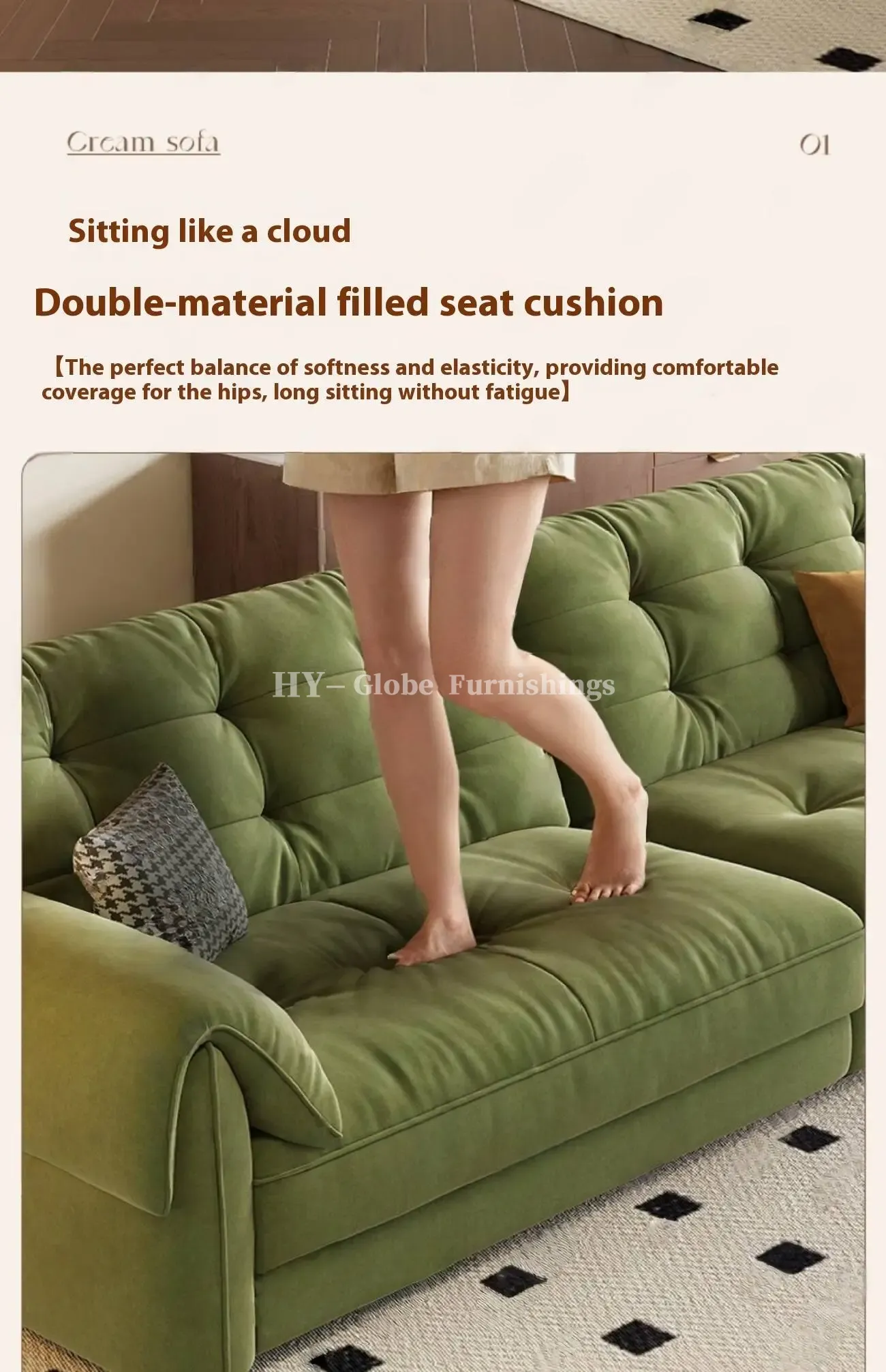 Globe Furnishings - French Vintage Fabric Sofa
