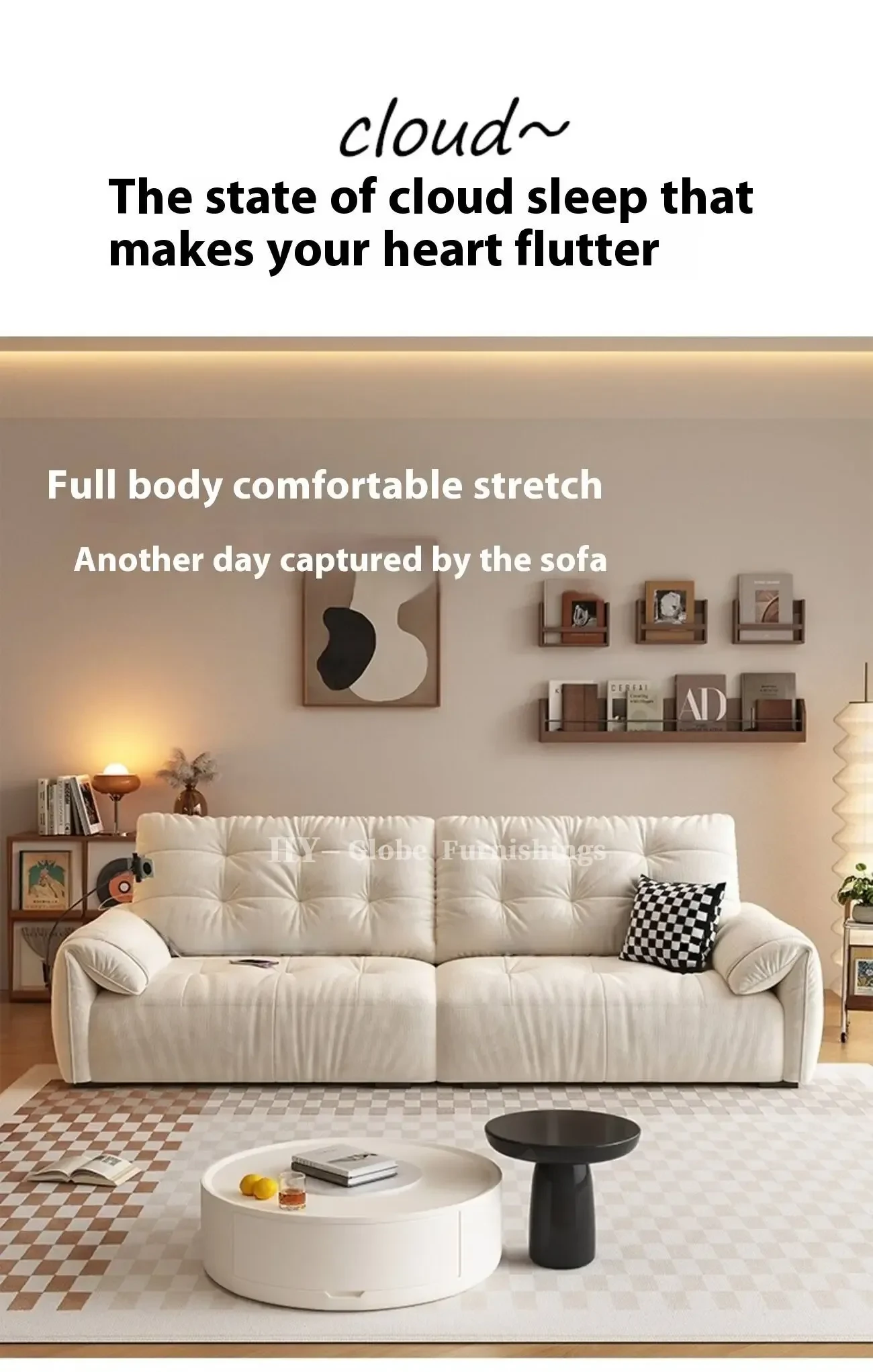 Globe Furnishings - Piano-Key Multi-Functional Lazy Fabric Sofa