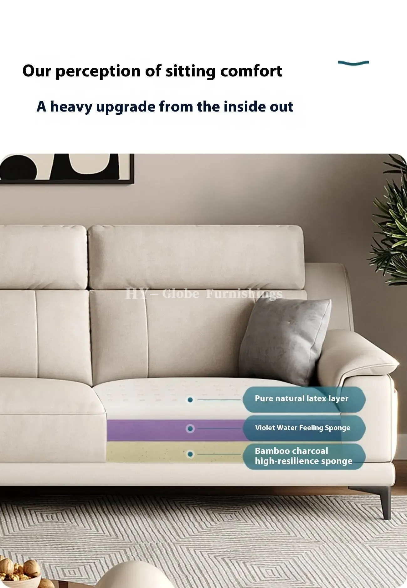 Globe Furnishings - Minimalist Tech-Infused Upholstered Sofa