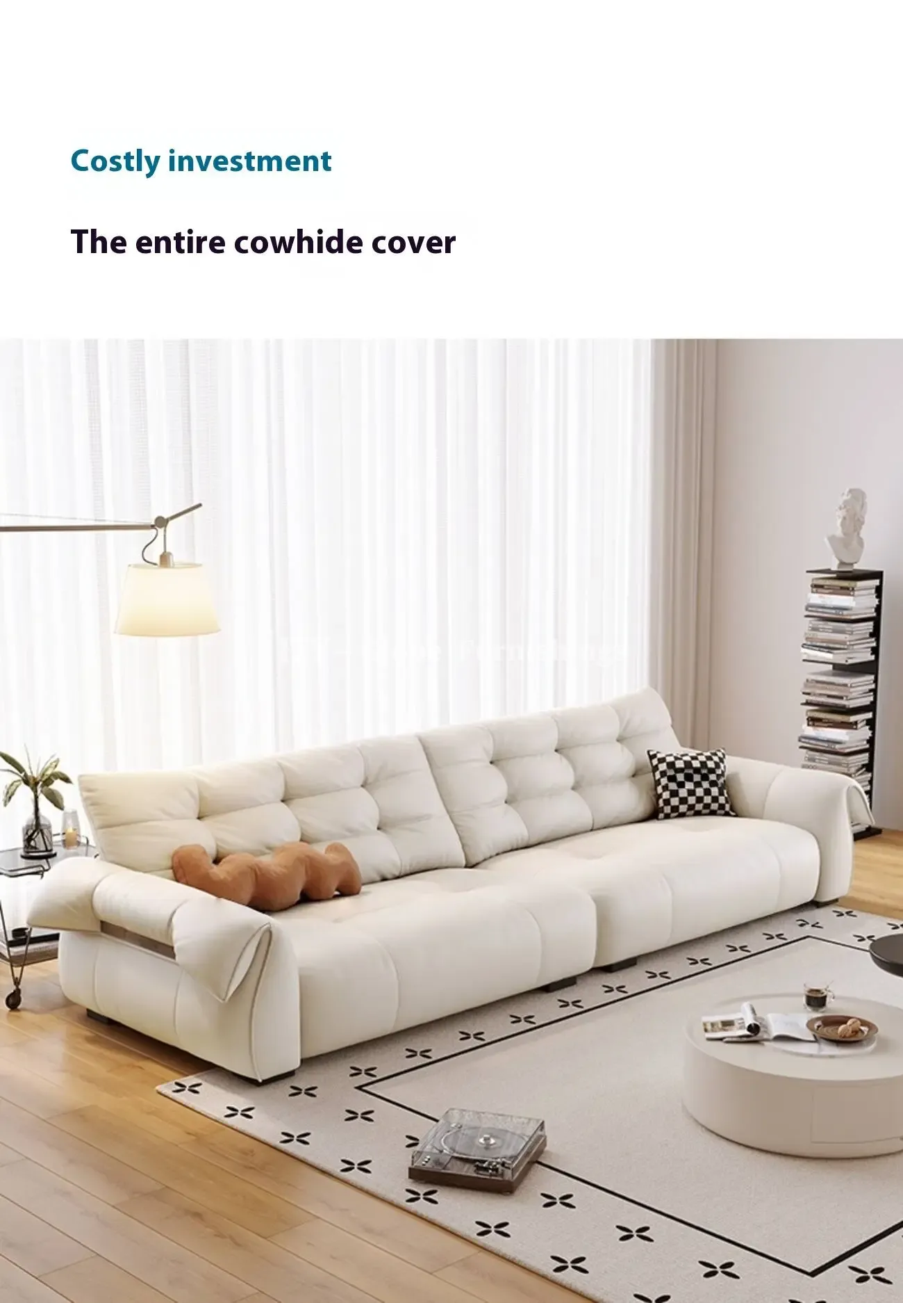 Globe Furnishings - Creamy Top-Grain Leather Swan Sofa: New Seasonal Release