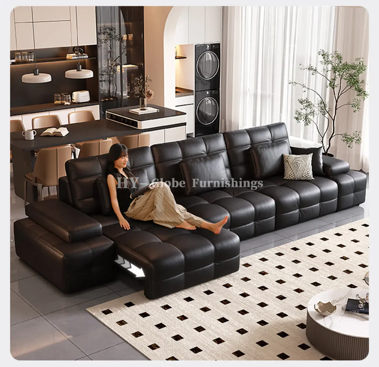 Globe Furnishings - Laurence Electric Multifunctional Leather Sofa