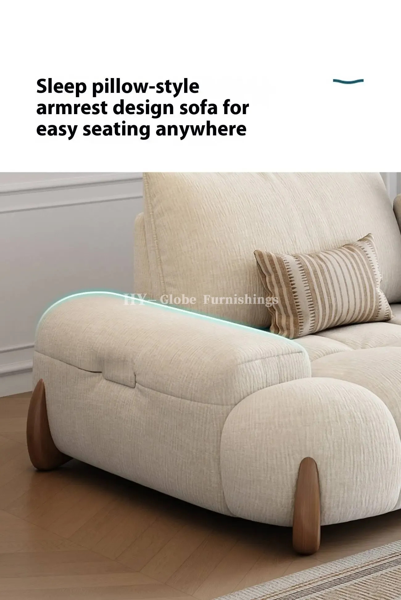 Globe Furnishings - New Adjustable Deep-Seat Linear Fabric Sofa