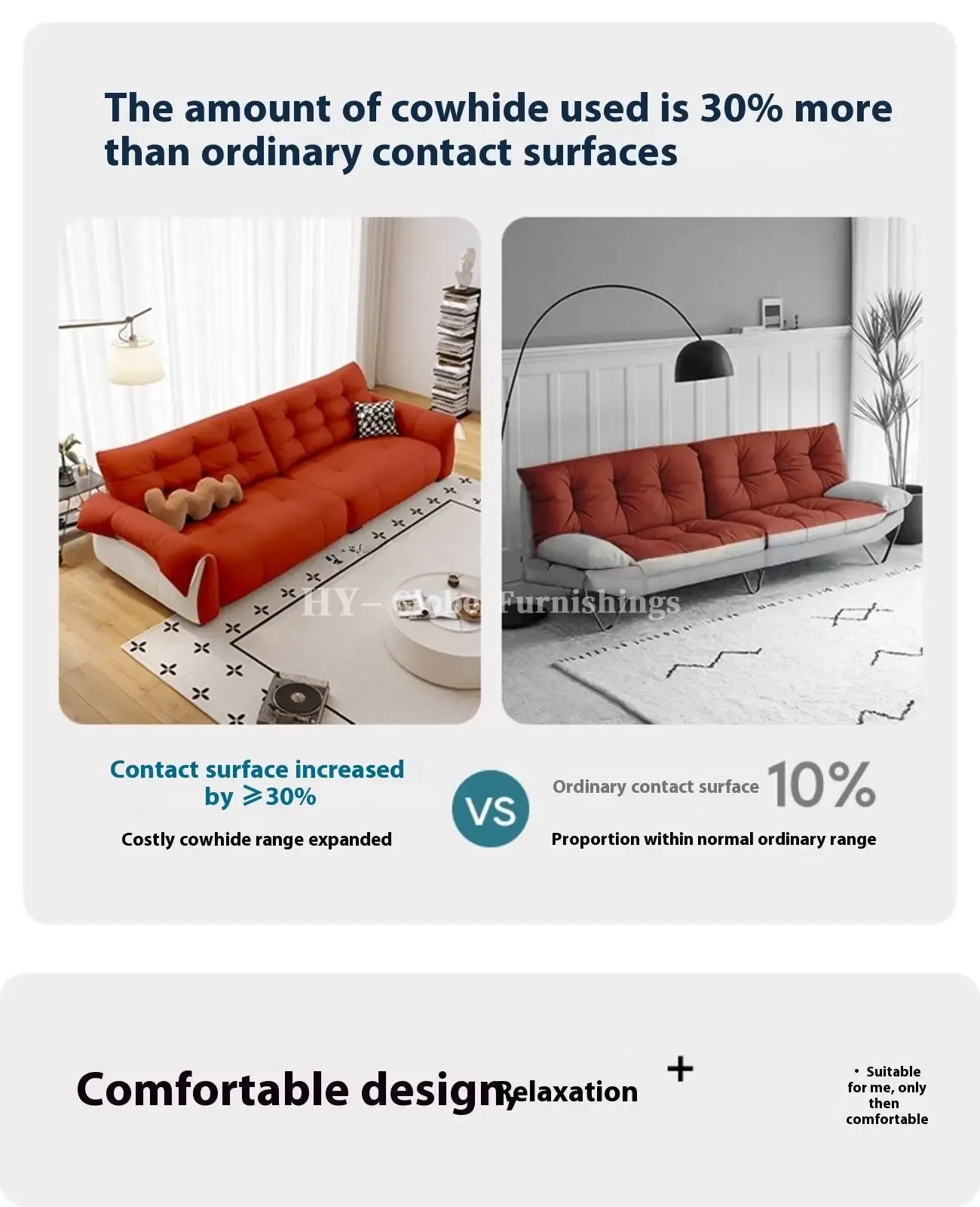 Globe Furnishings - Creamy Top-Grain Leather Swan Sofa: New Seasonal Release