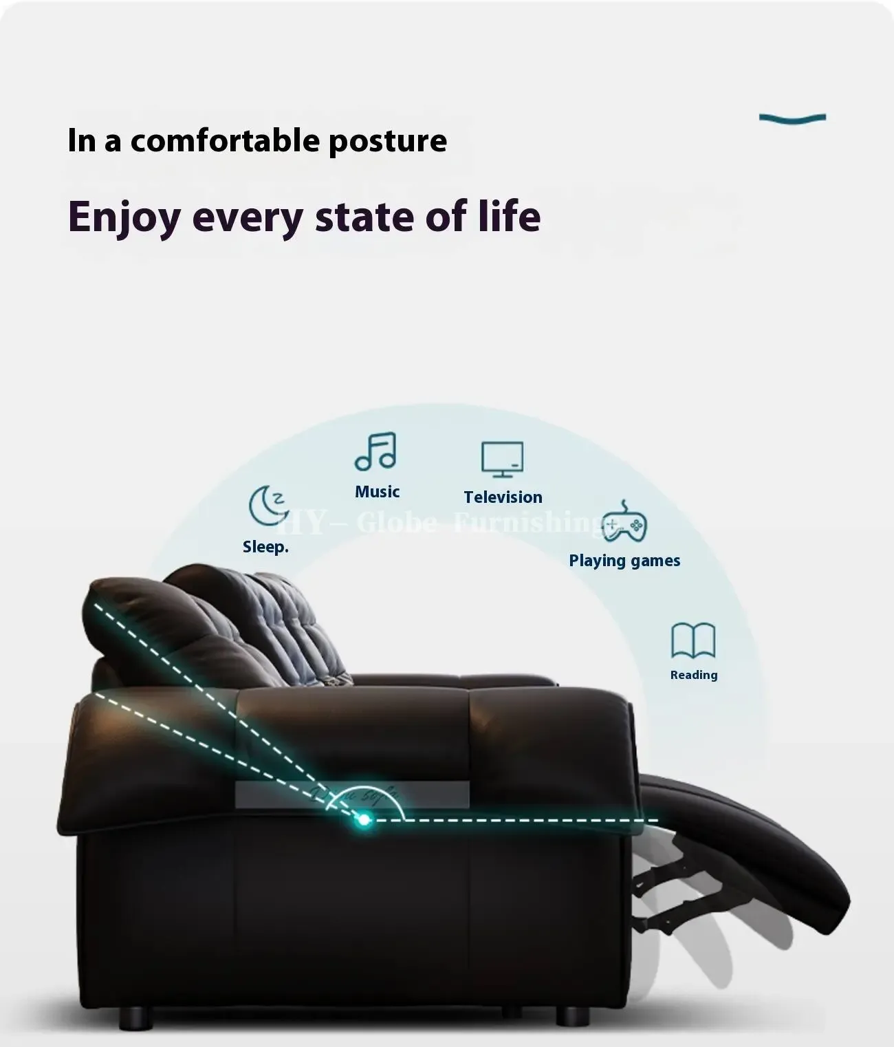 Globe Furnishings - Italian Swan Zero Wall Electric Function Leather Sofa
