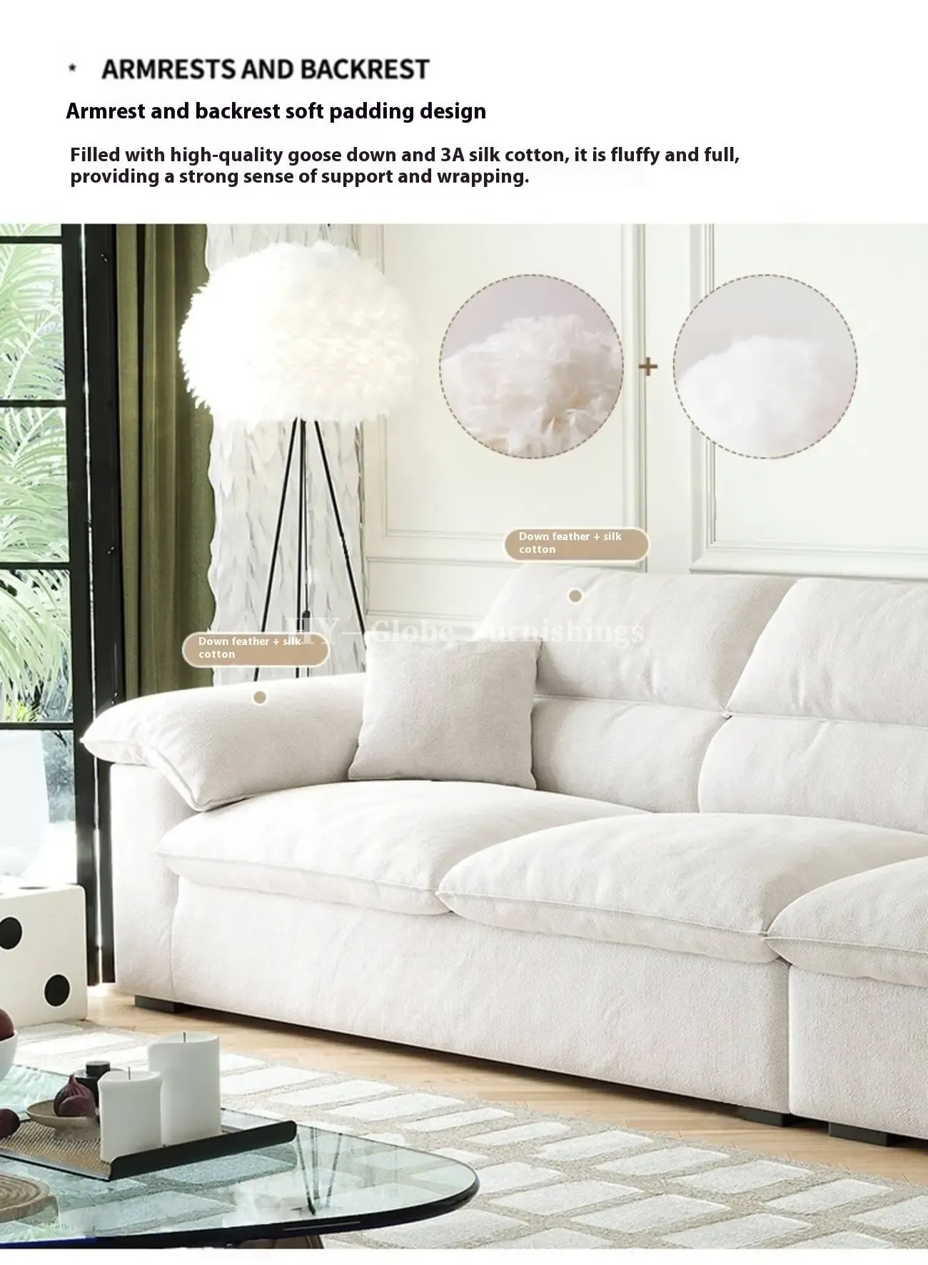 Globe Furnishings - Removable and Washable Linen Fabric Sofa