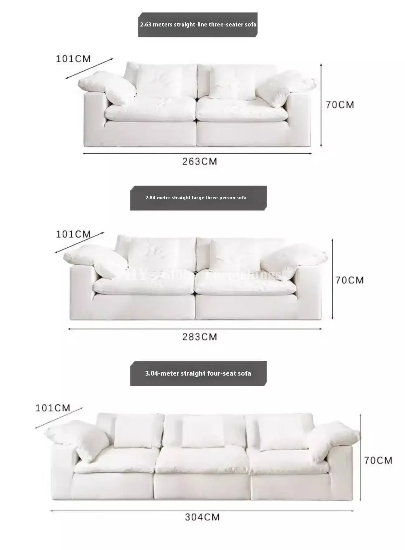 Globe Furnishings - Cloud French Cream-Style Compression Sofa