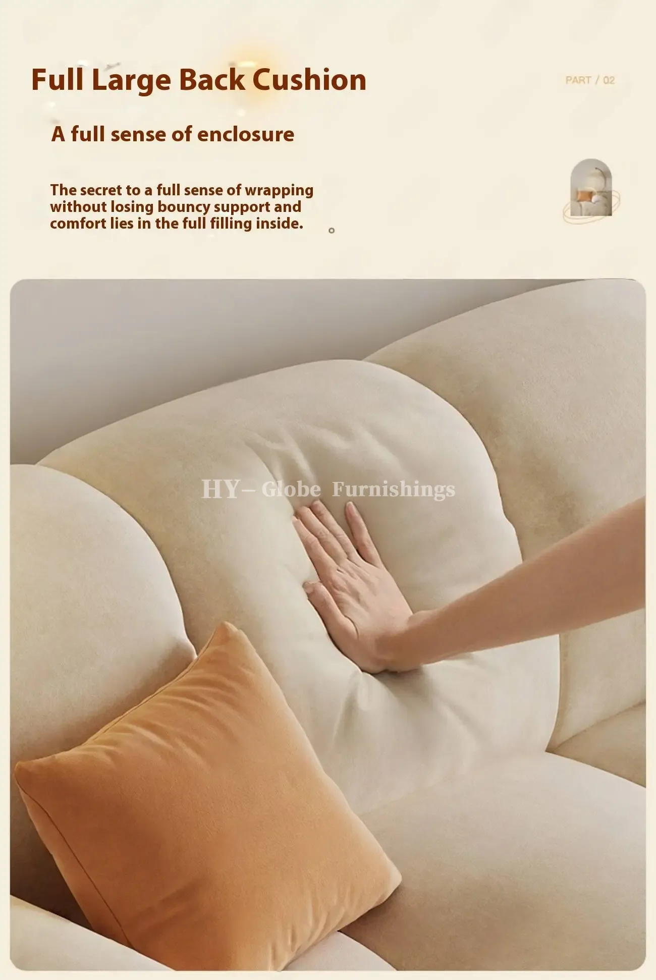 Globe Furnishings - Cloud Puff Modern Minimalist Straight Sofa
