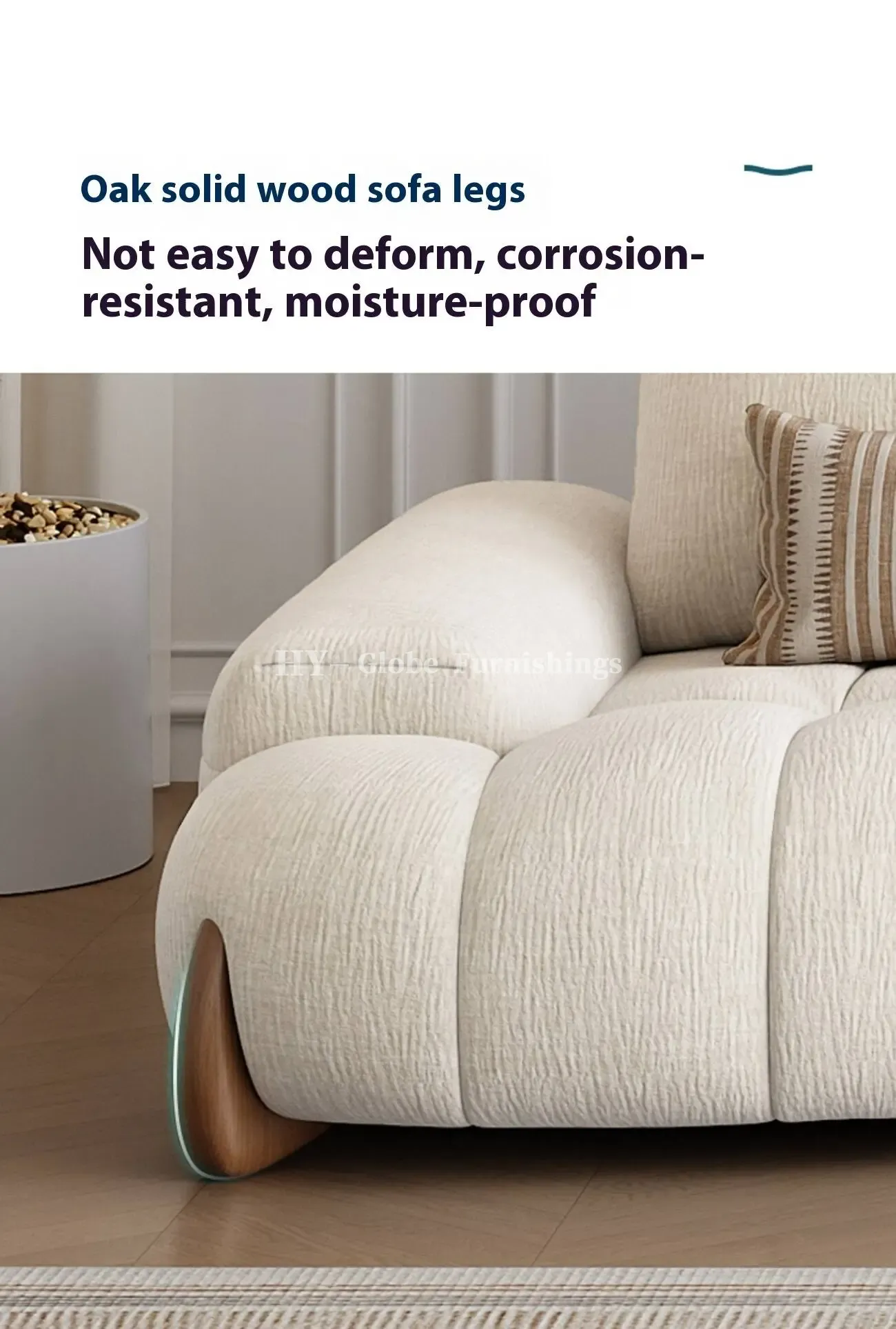 Globe Furnishings - New Adjustable Deep-Seat Linear Fabric Sofa