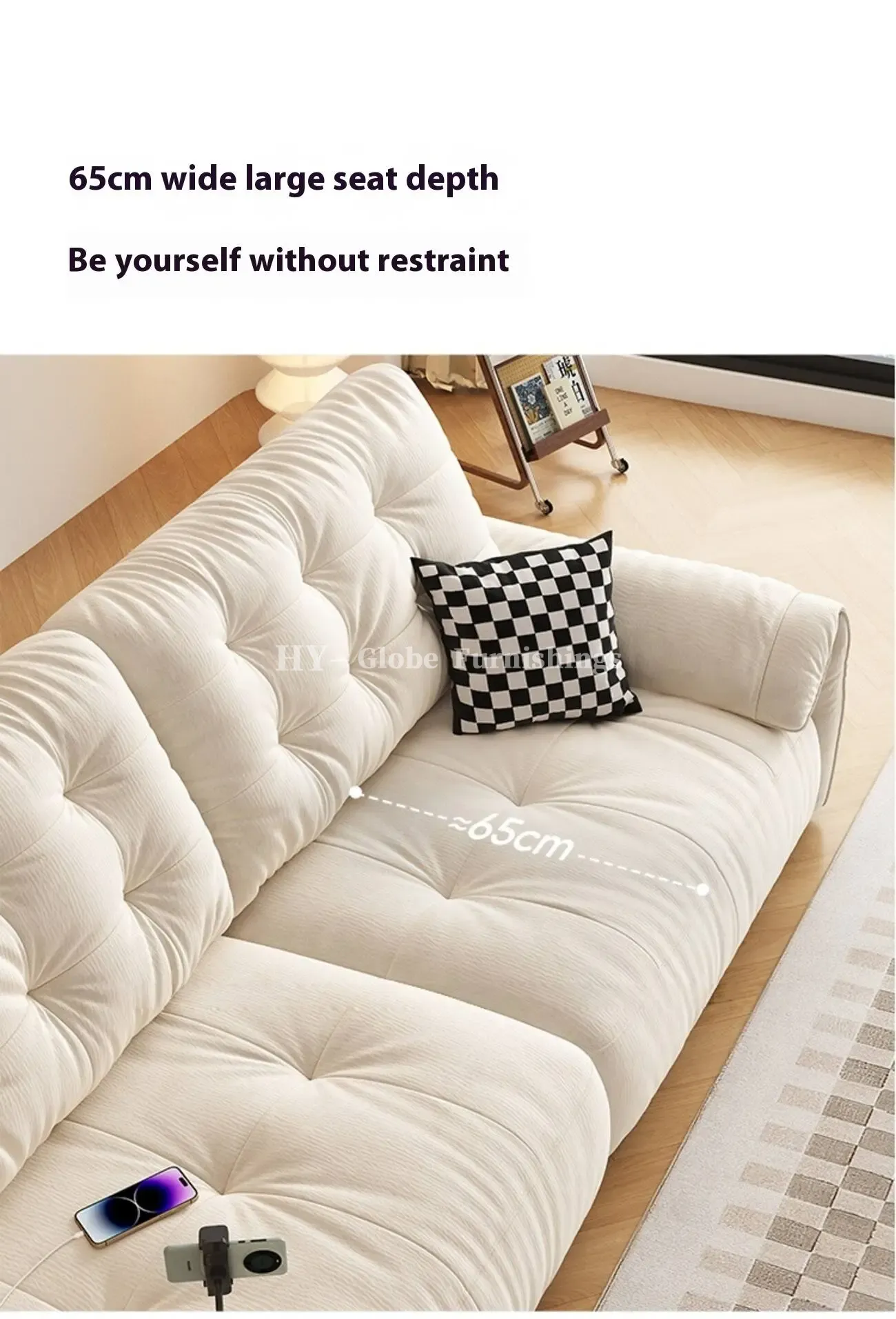 Globe Furnishings - Piano-Key Multi-Functional Lazy Fabric Sofa