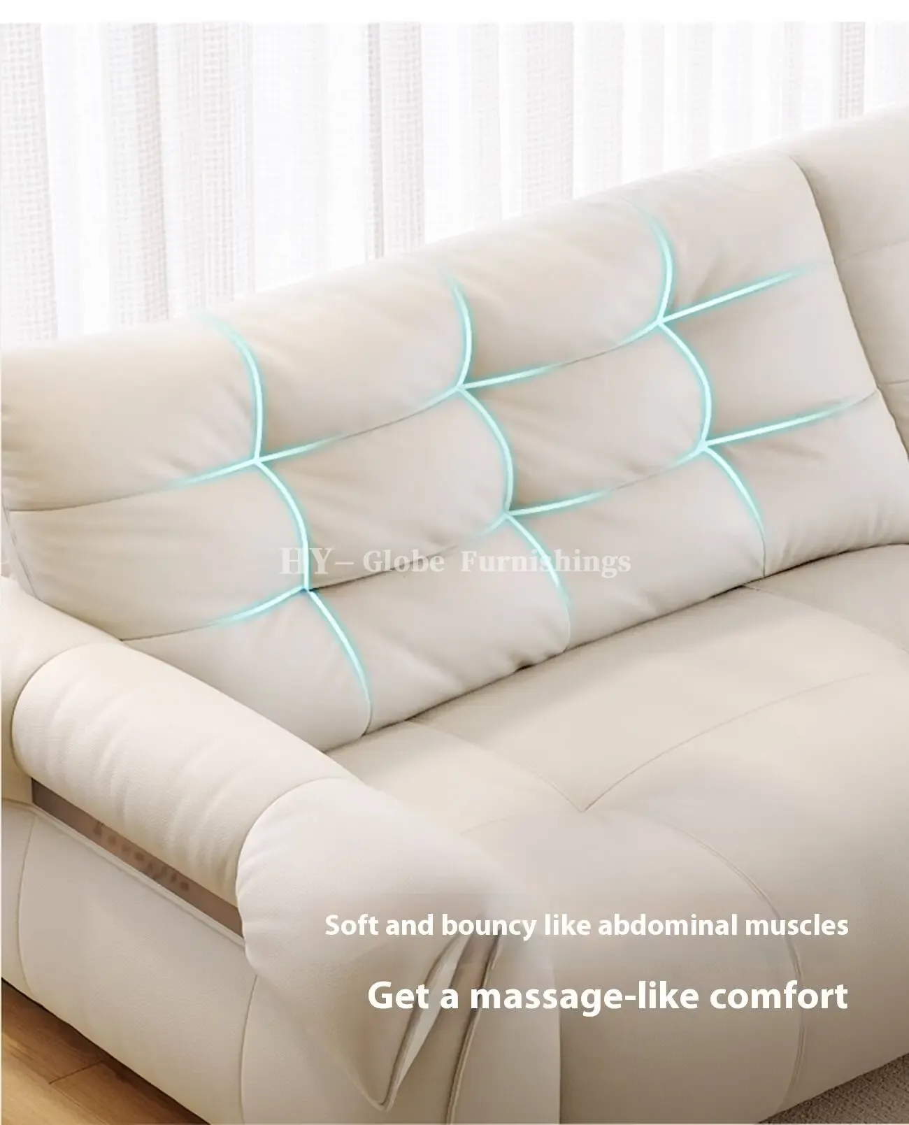 Globe Furnishings - Creamy Top-Grain Leather Swan Sofa: New Seasonal Release