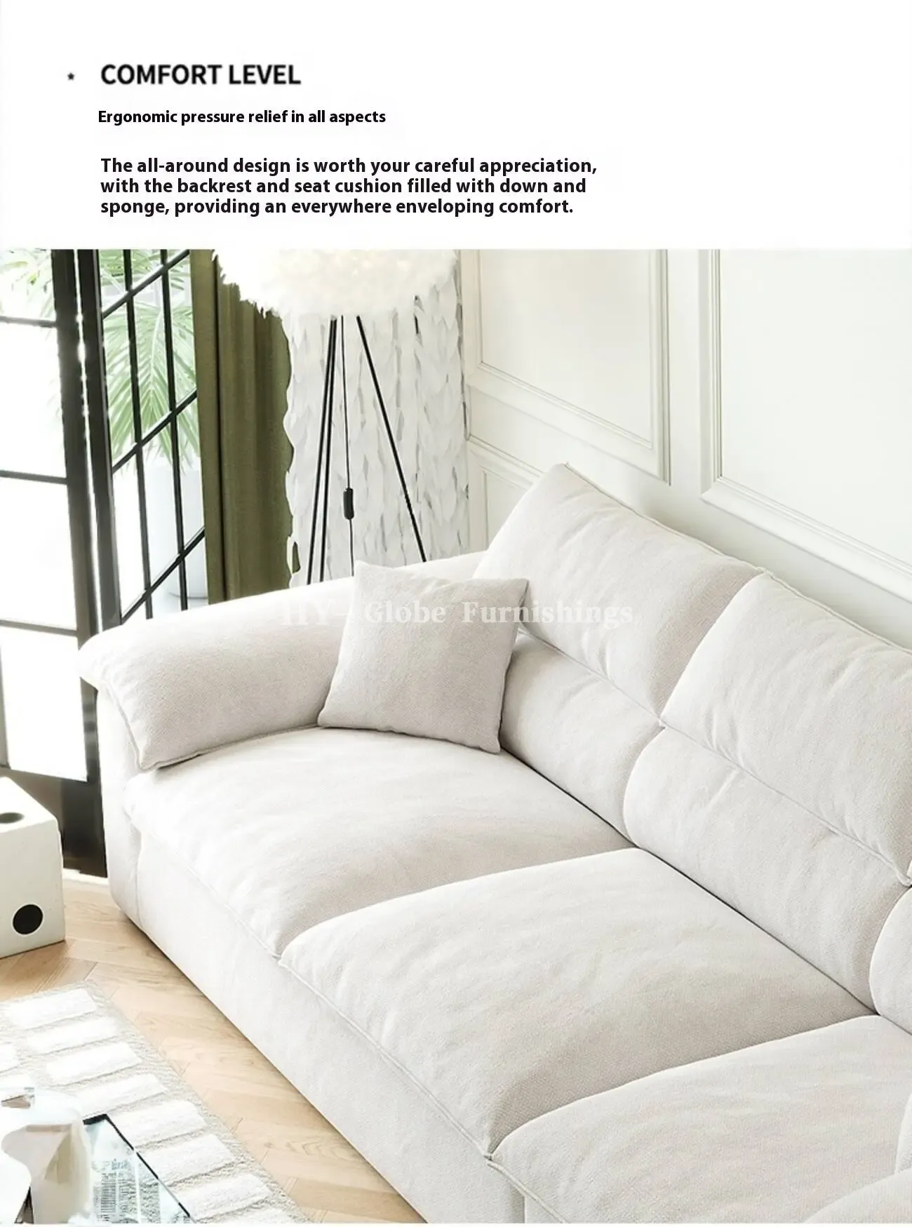 Globe Furnishings - Removable and Washable Linen Fabric Sofa