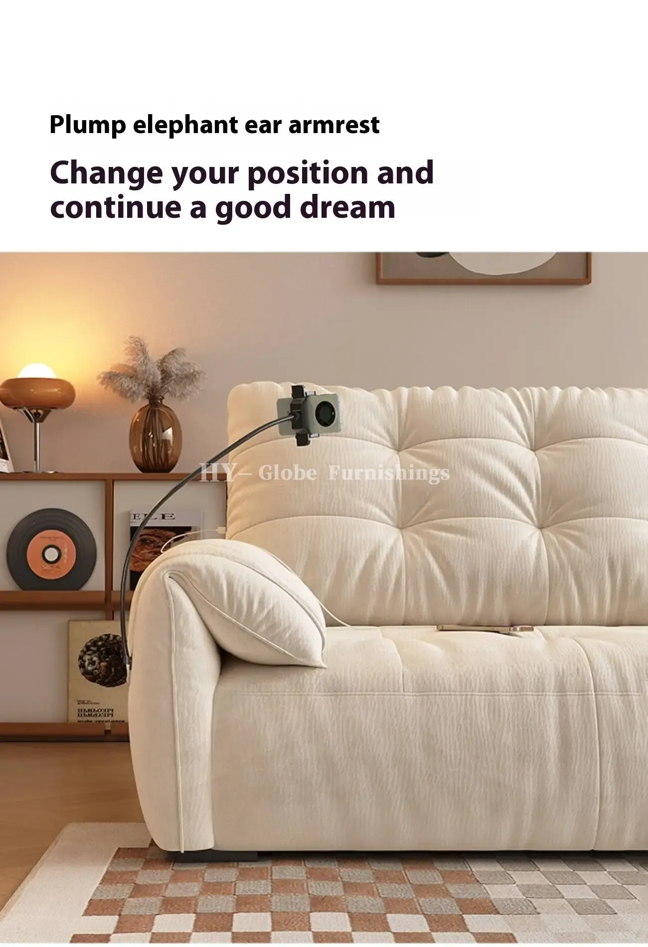 Globe Furnishings - Piano-Key Multi-Functional Lazy Fabric Sofa