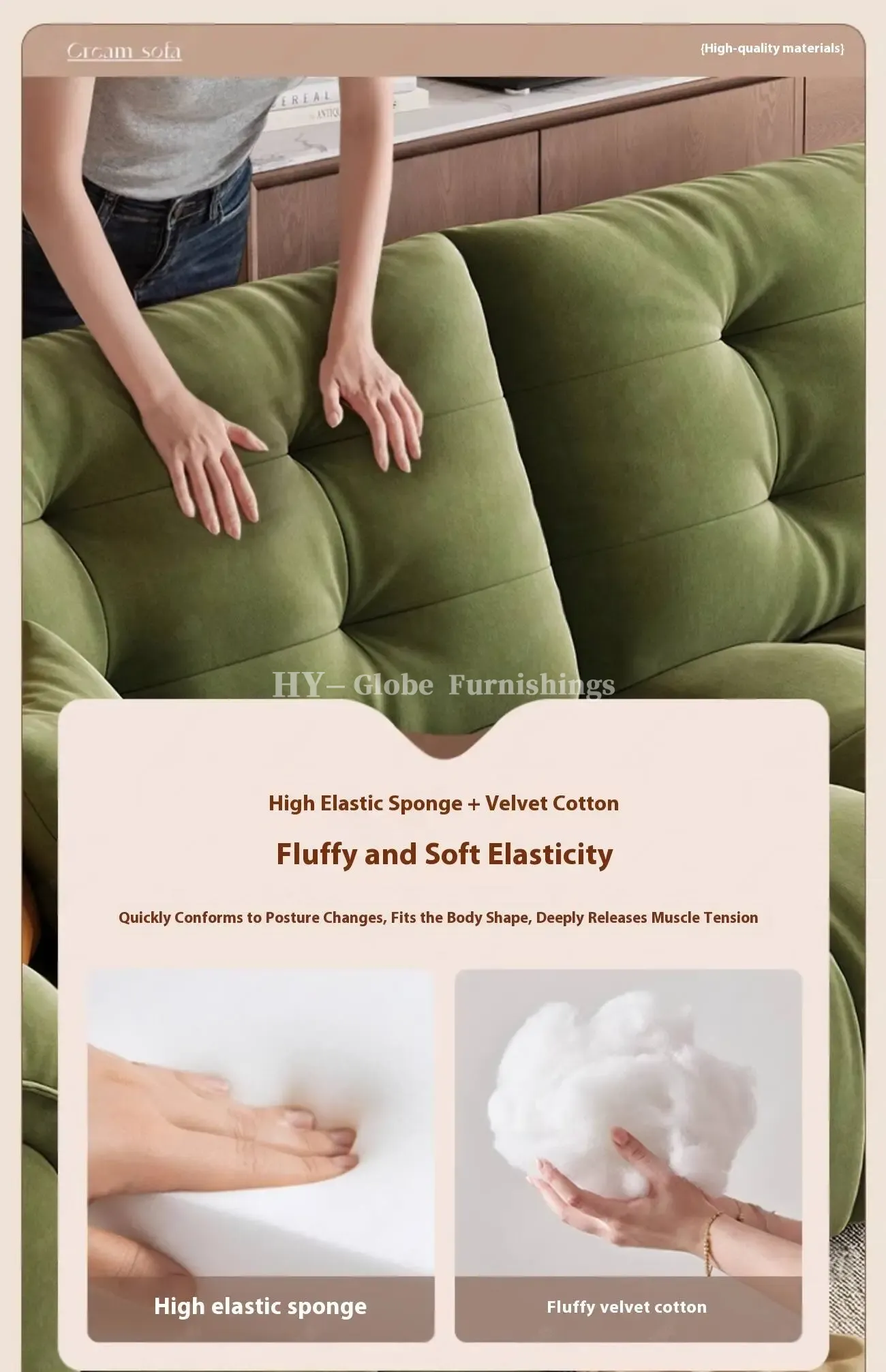 Globe Furnishings - French Vintage Cloud Fabric Sofa