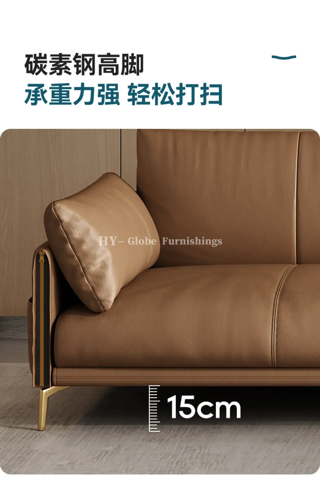 Globe Furnishings - Italian full-grain leather upholstered sofa