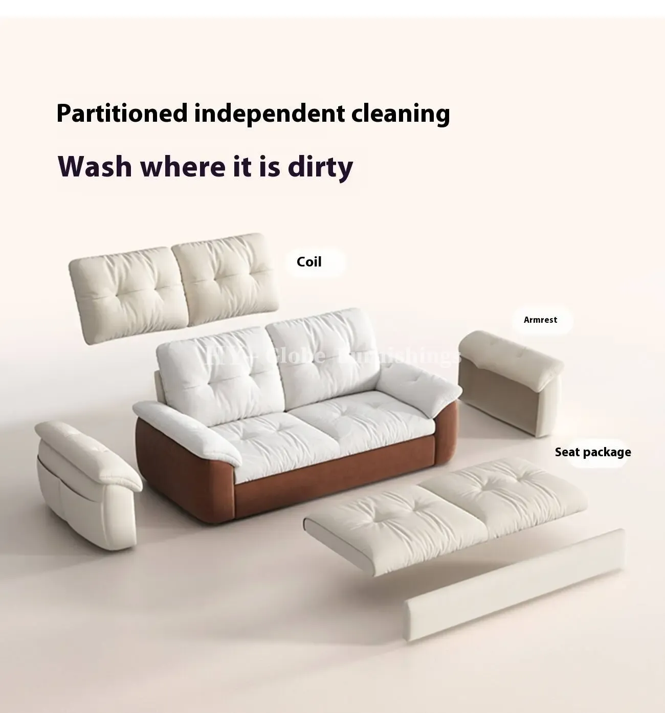 Globe Furnishings - Removable and Washable Cat-Scratch-Resistant Cloud-Shaped Folding Sofa Bed