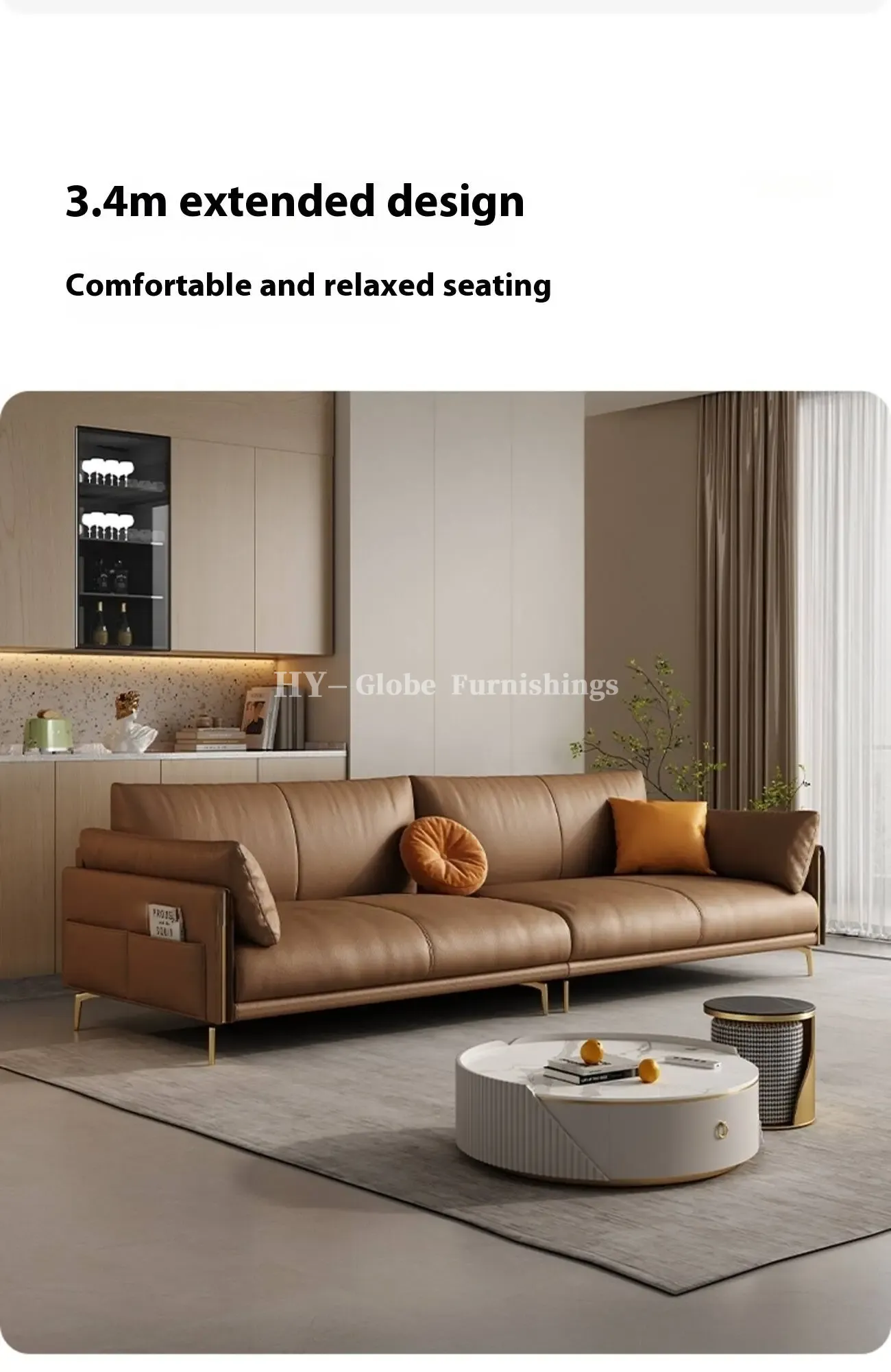 Globe Furnishings - Italian full-grain leather upholstered sofa