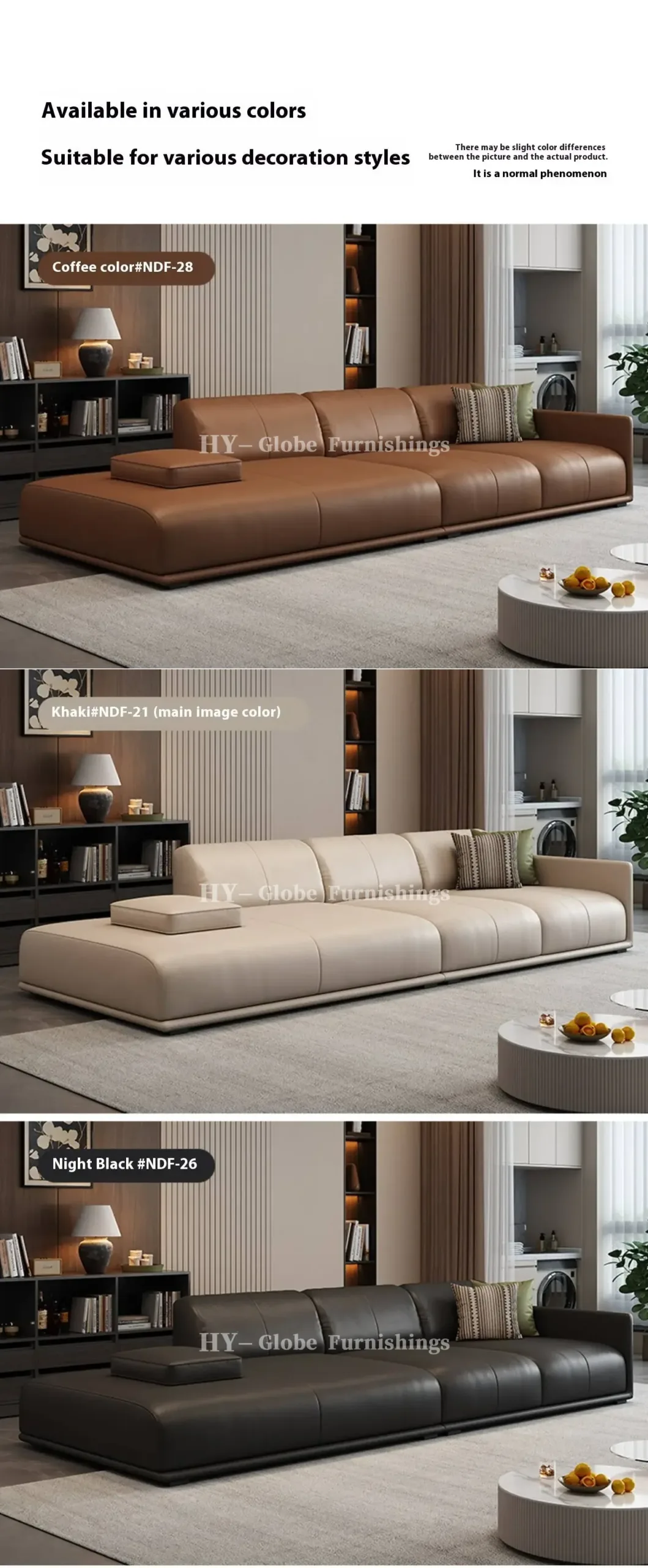Globe Furnishings - Module cream-colored top-grain leather sofa